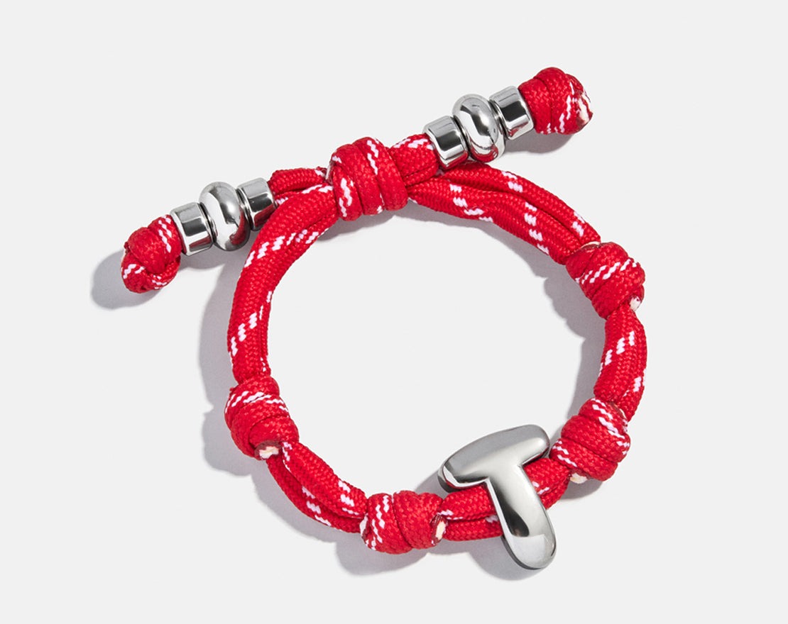 Knotty Initial Custom Bracelet - Cherry Red Single Letter