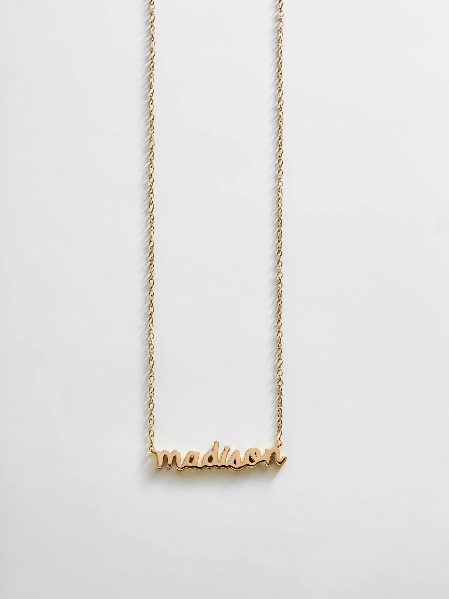 14K Gold Custom Nameplate Necklace - Mini Script
