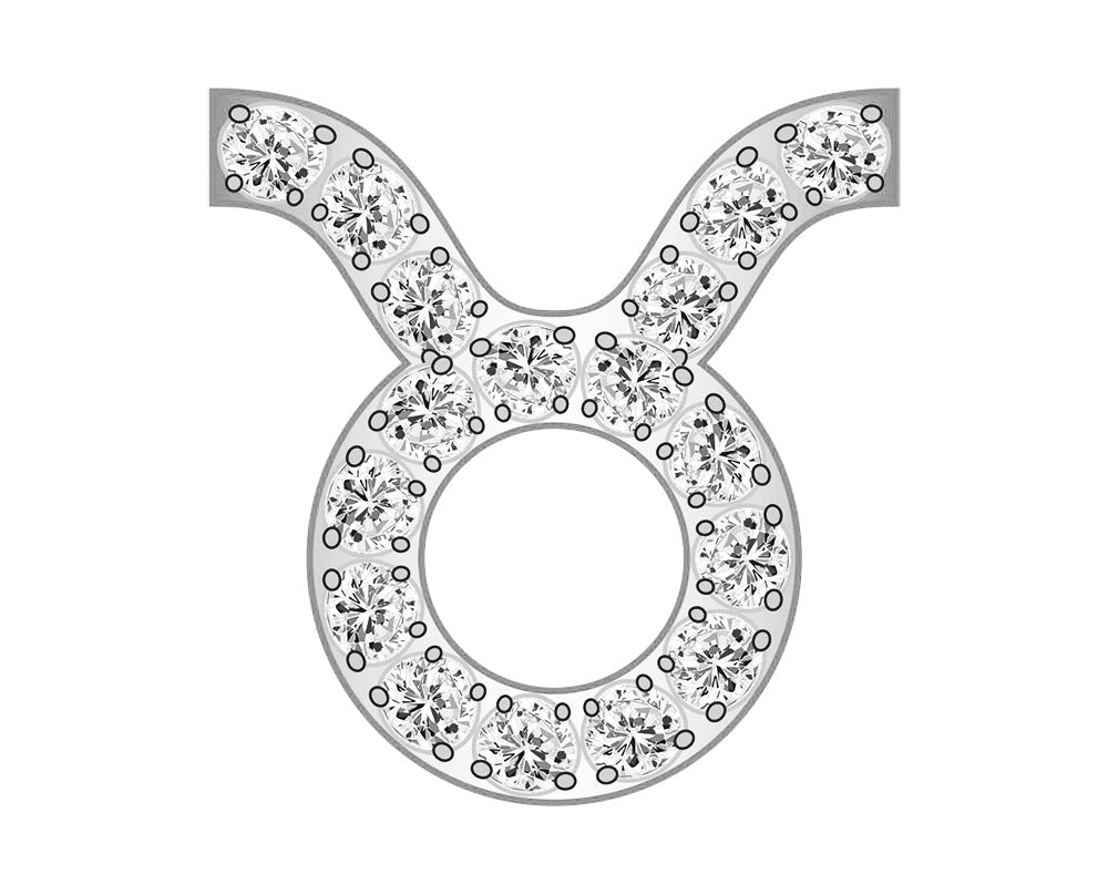 Taurus Zodiac Icon - Pavé Silver