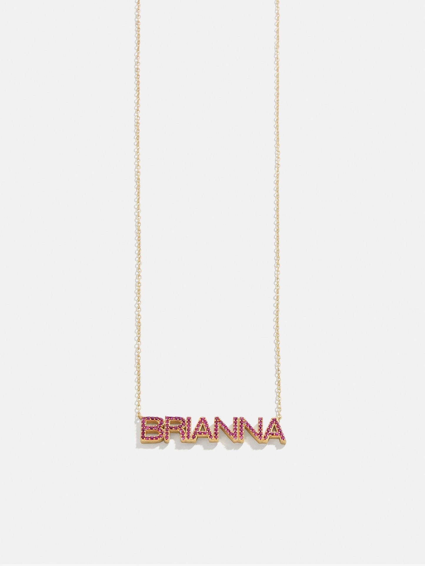 14K Gold Birthstone Custom Nameplate Necklace - Ruby