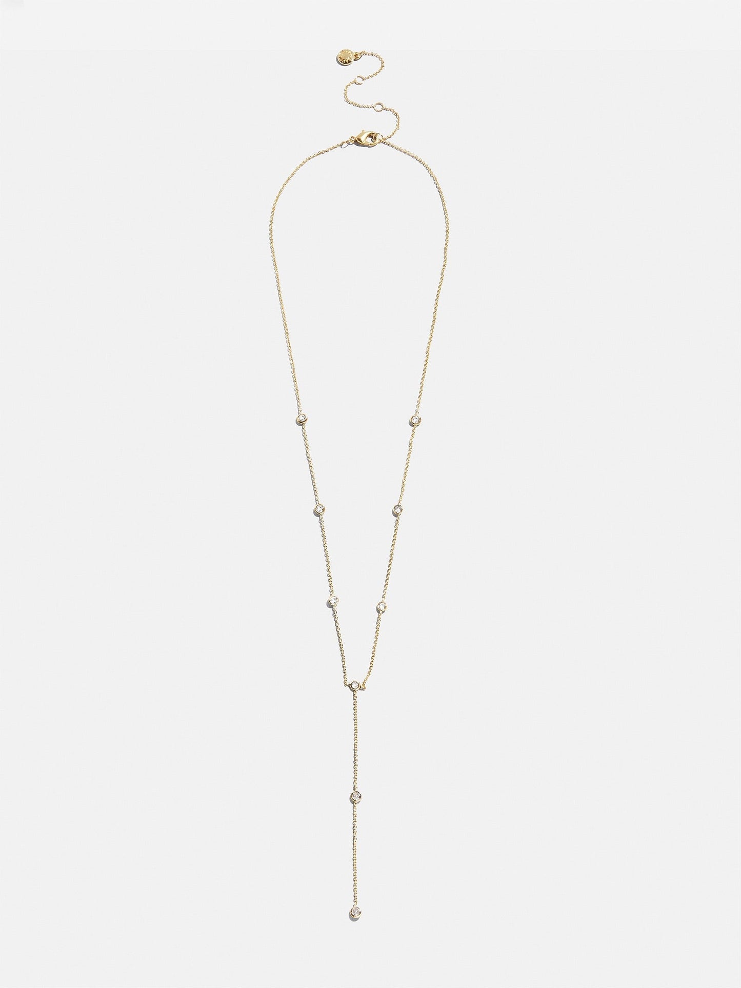 Yasmine Gold Lariat Necklace - Gold/Pavé