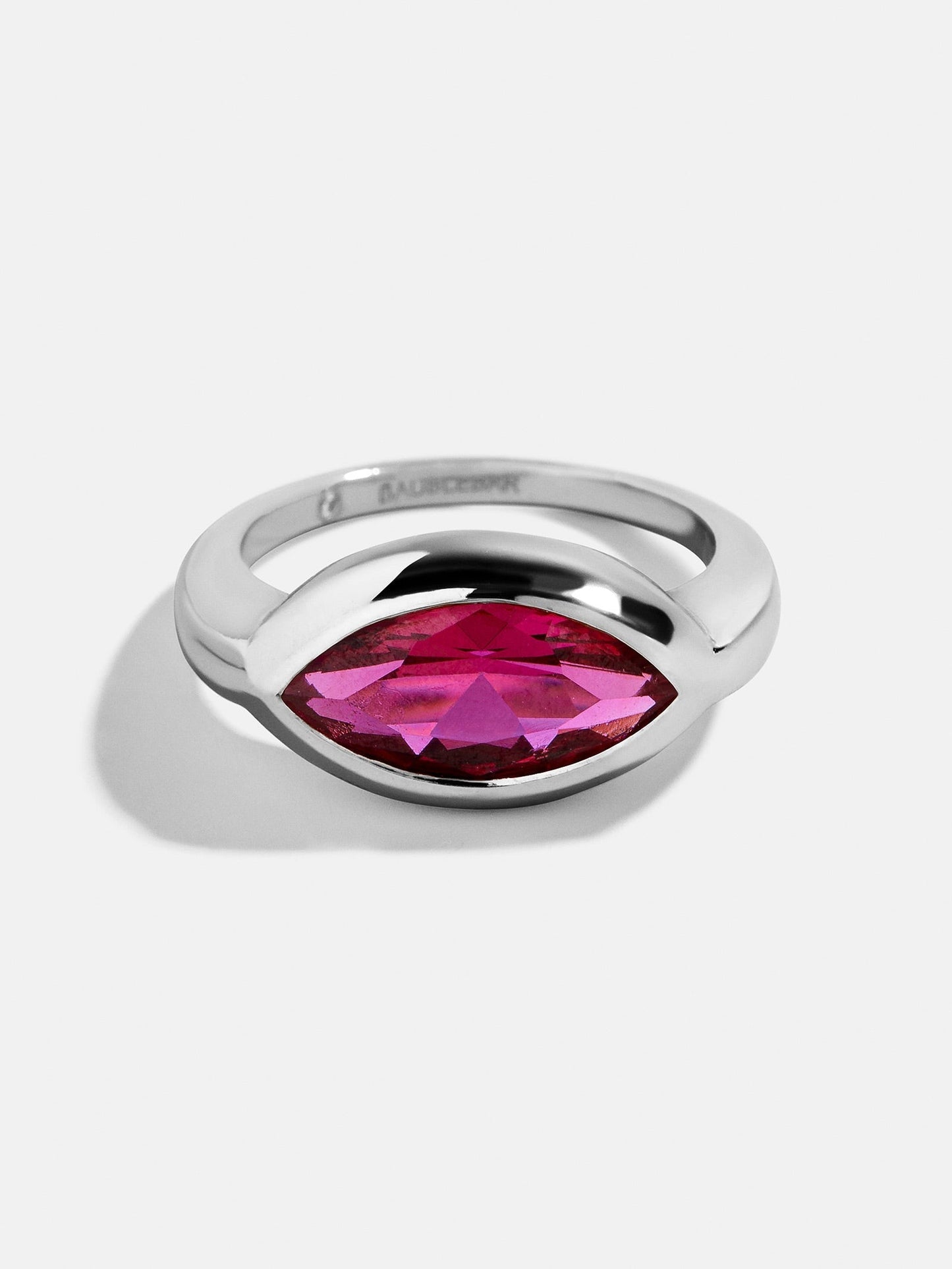 Silver Cubic Zirconia Custom Birthstone Ring - Ruby