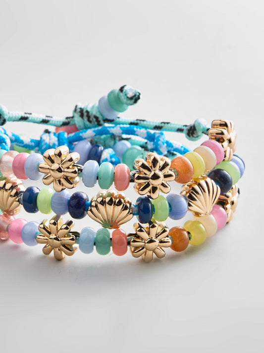 Happy Here Beaded Bracelet - Flower