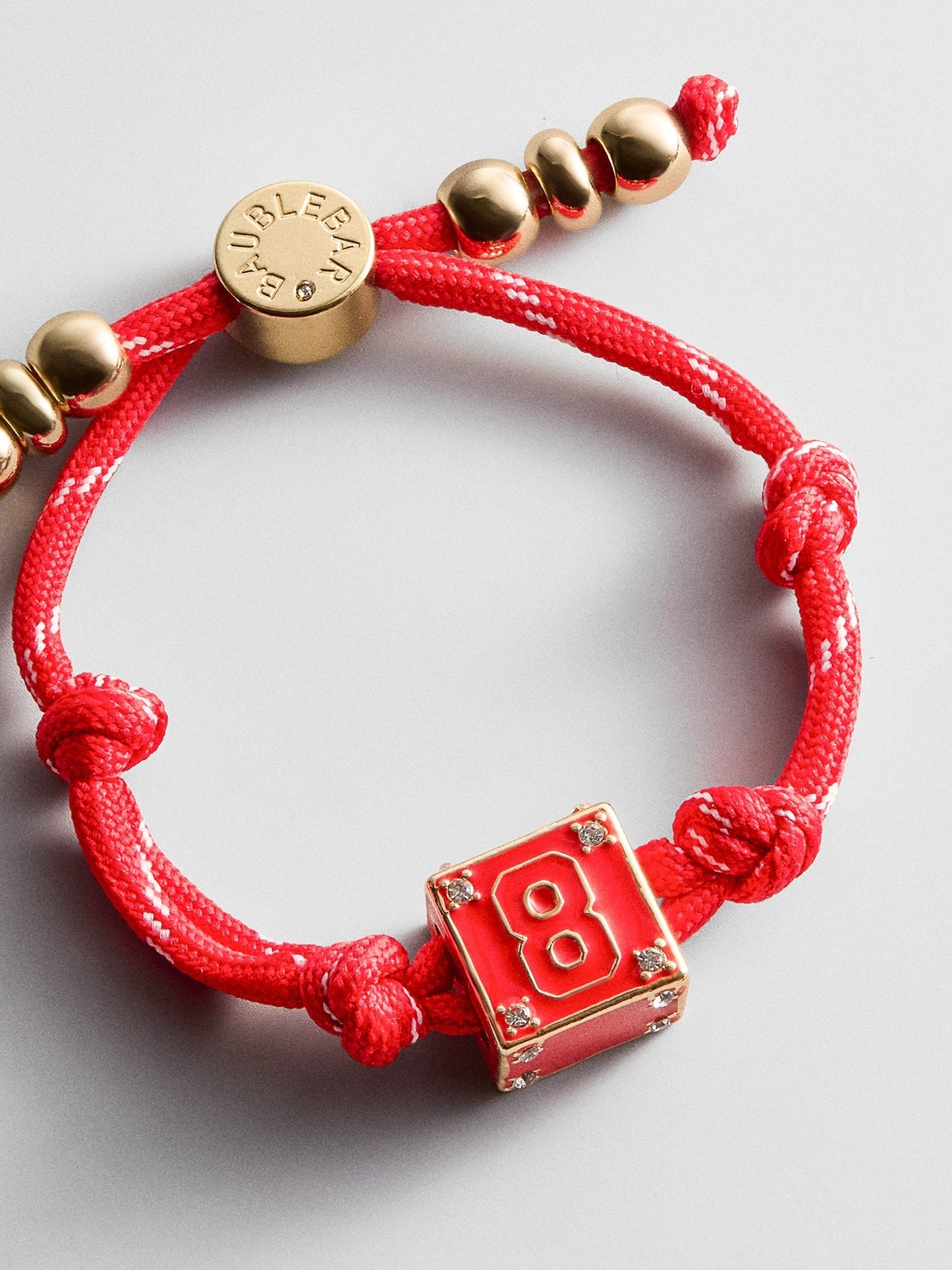 Block Party Varsity Number Custom Bracelet - Cherry Red Single Digit