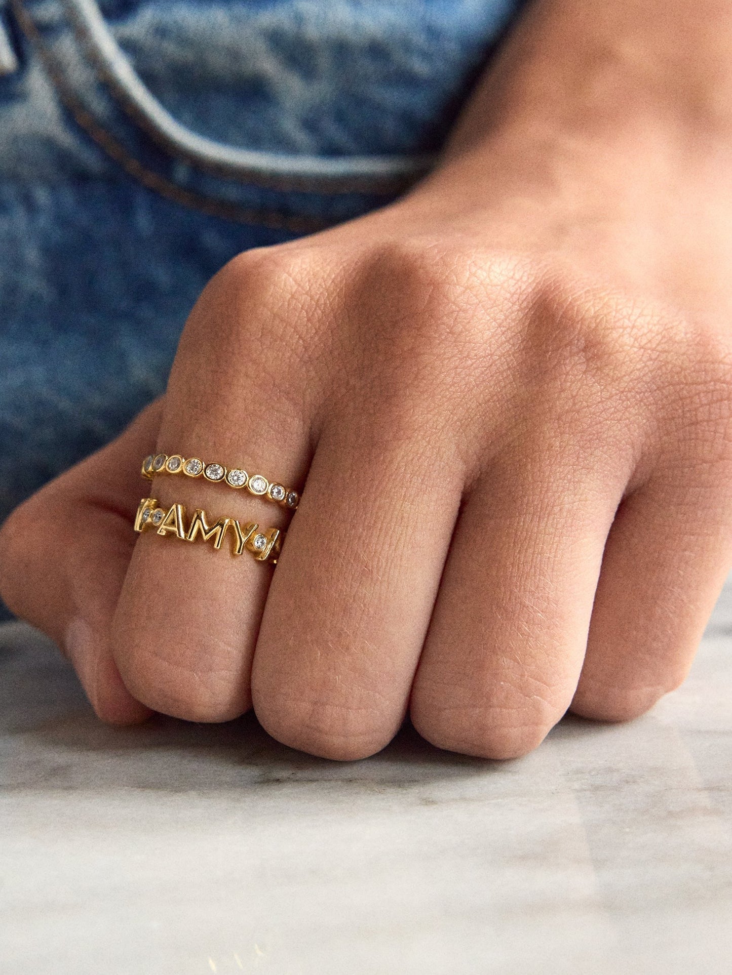 Amalie 18K Gold Ring - Gold/Pavé