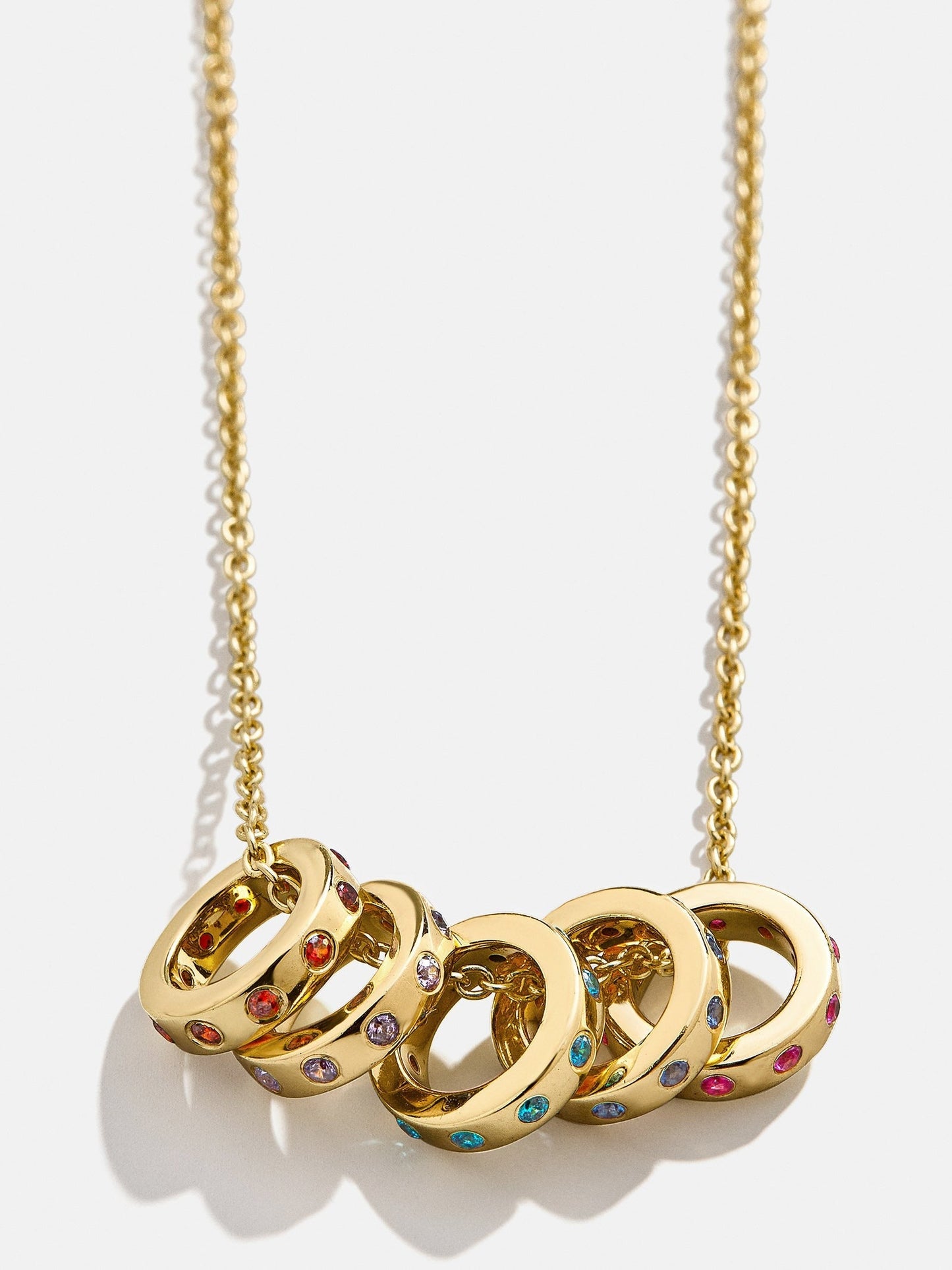 14K Gold Birthstone Charm Necklace - Gold