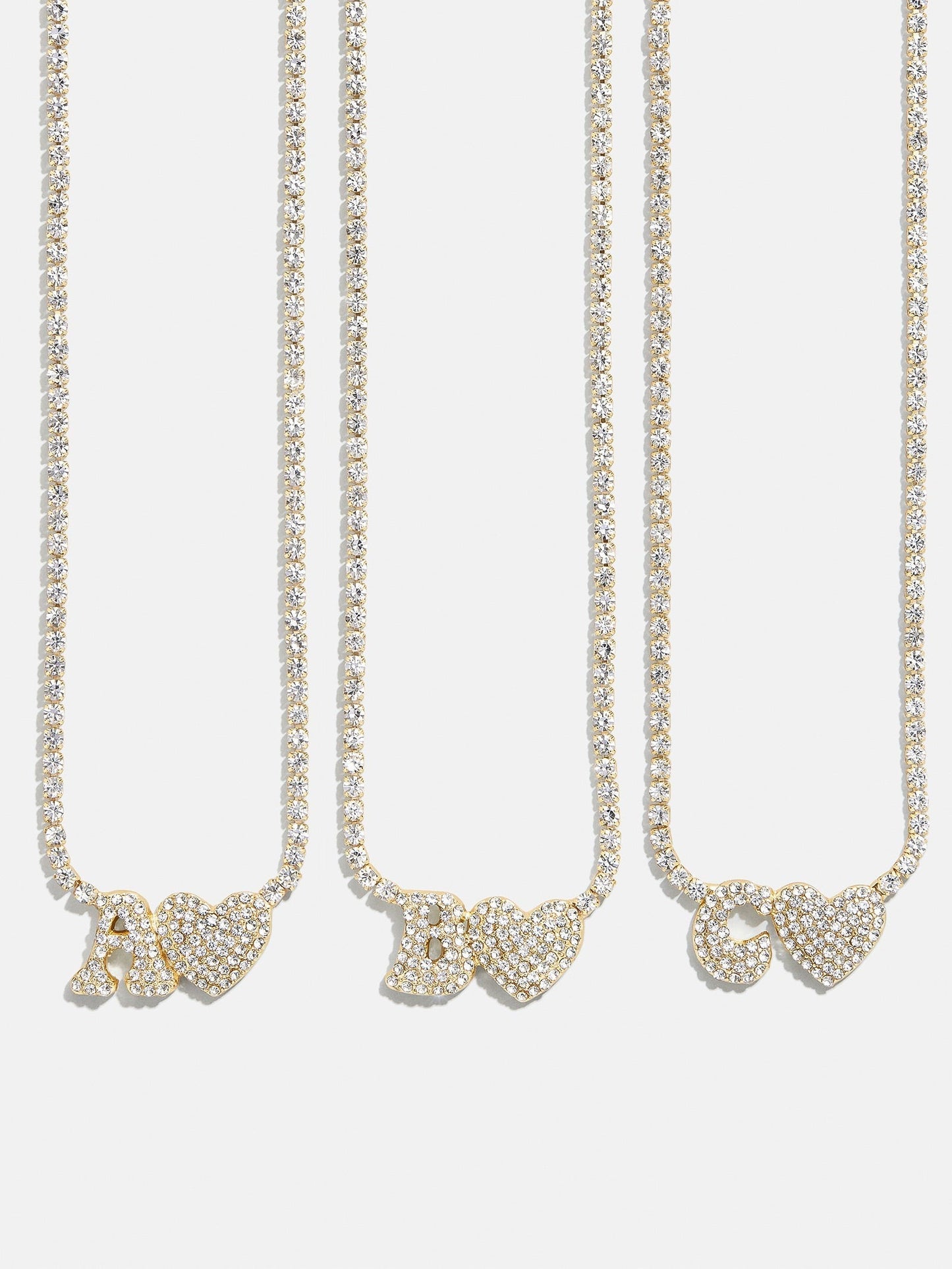 Love Letter Kids' Initial Tennis Necklace - Gold/Pavé