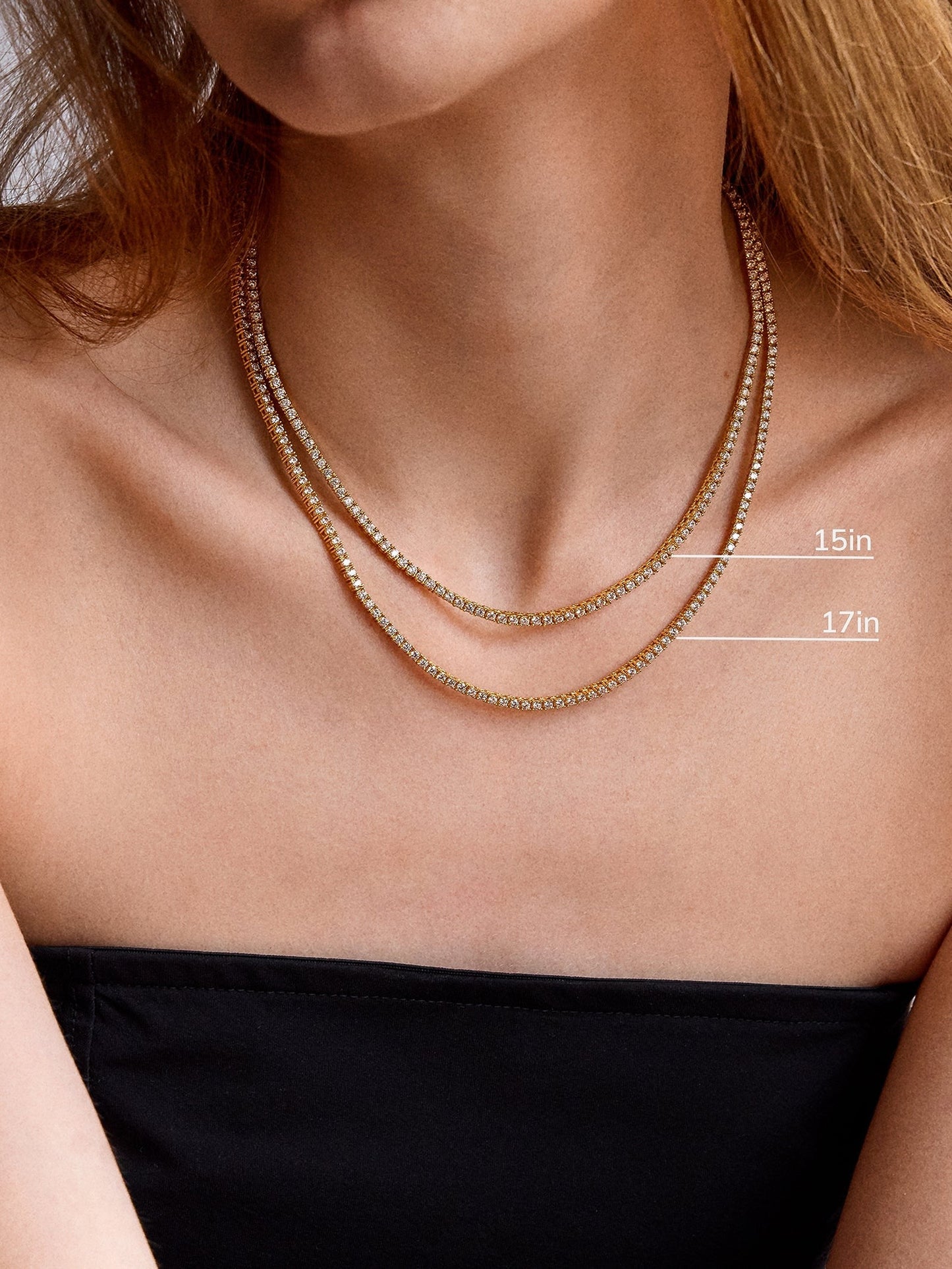 Billie Gold Tennis Necklace - Gold Plated Brass