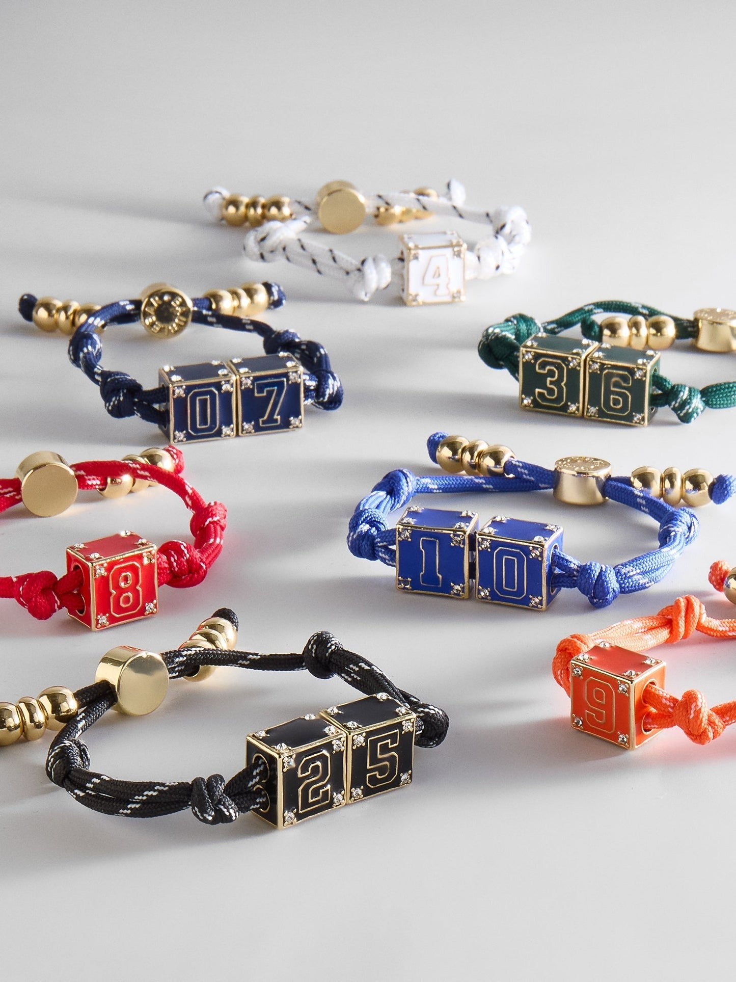 Block Party Varsity Number Custom Bracelet - Navy Double Digit