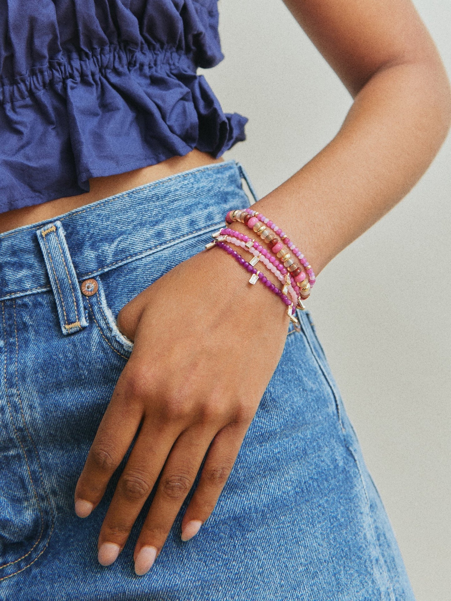 Crystal Beaded Bracelet - Blush