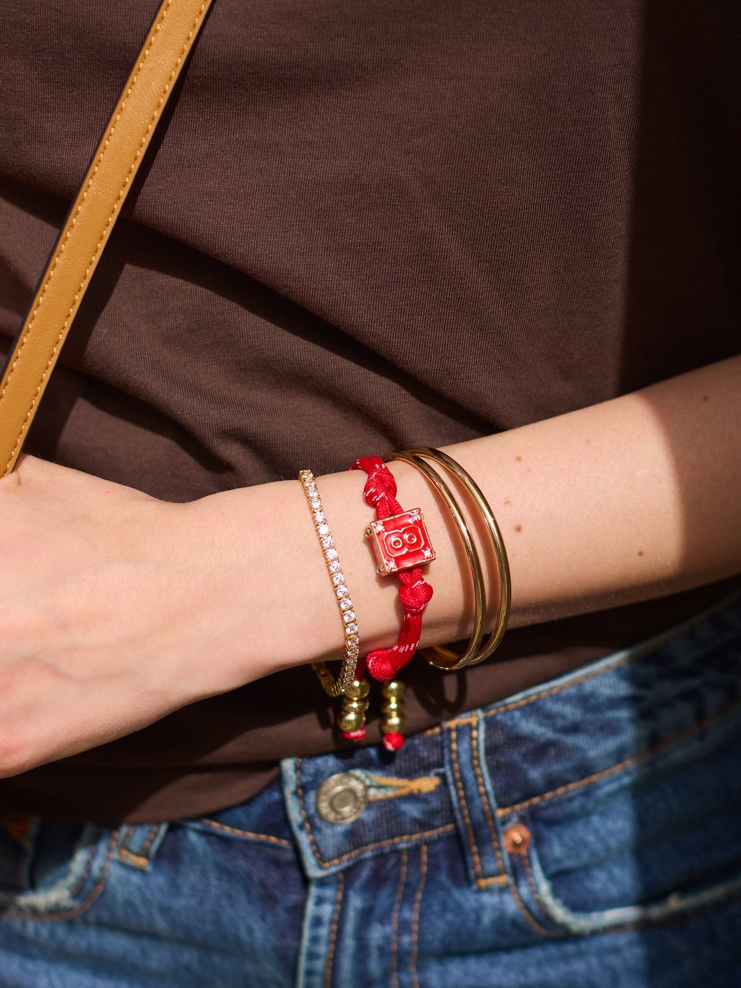 Block Party Varsity Number Custom Bracelet - Cherry Red Single Digit