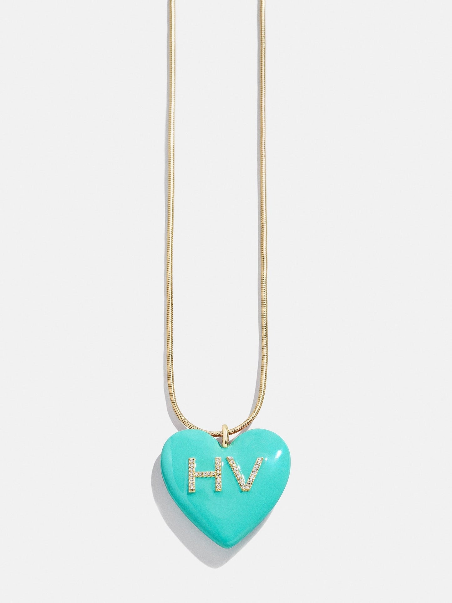 Millie Bubble Heart Custom Initial Necklace - Turquoise