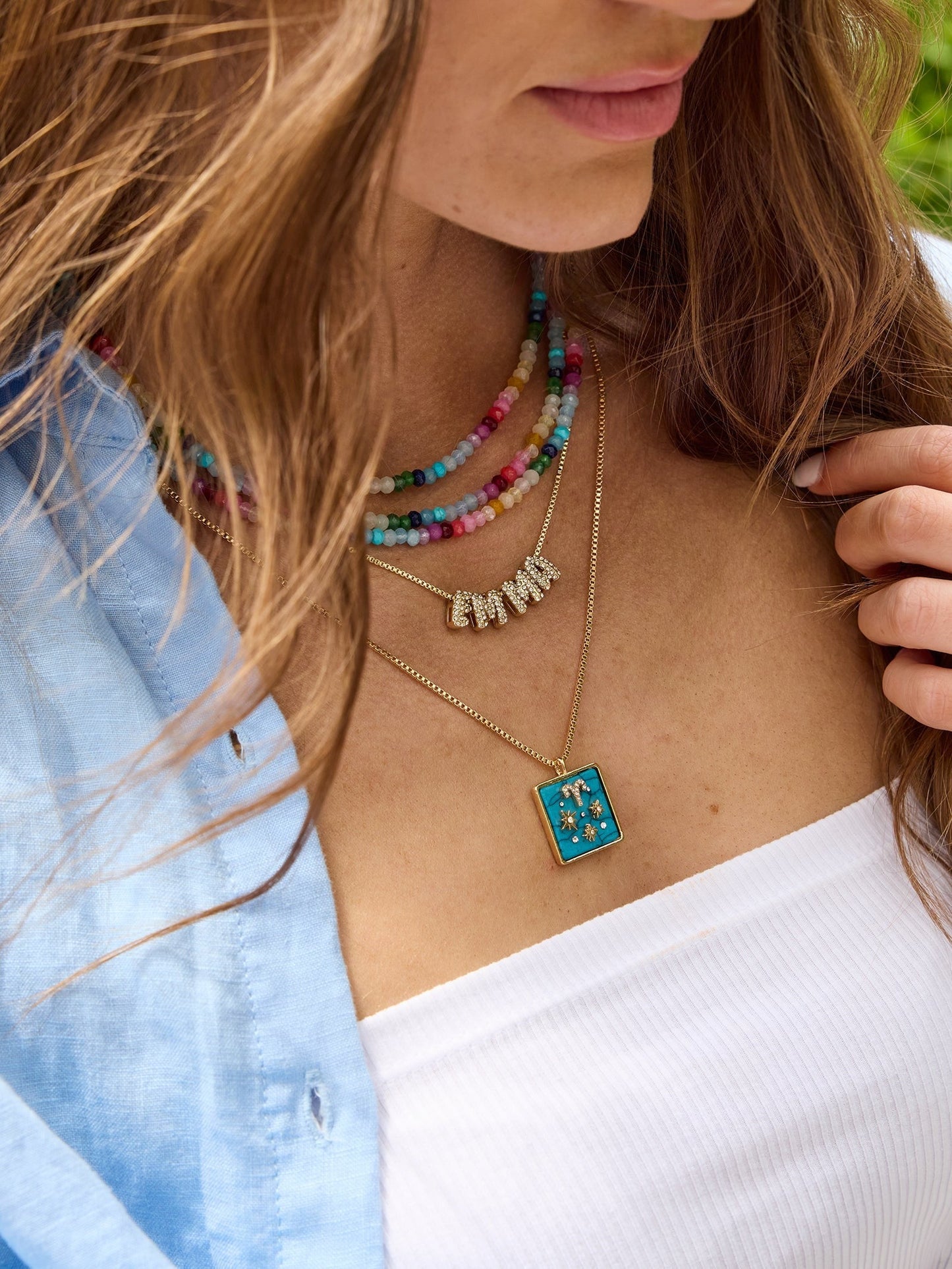 Semi-Precious Zodiac Pendant Necklace - Sagittarius