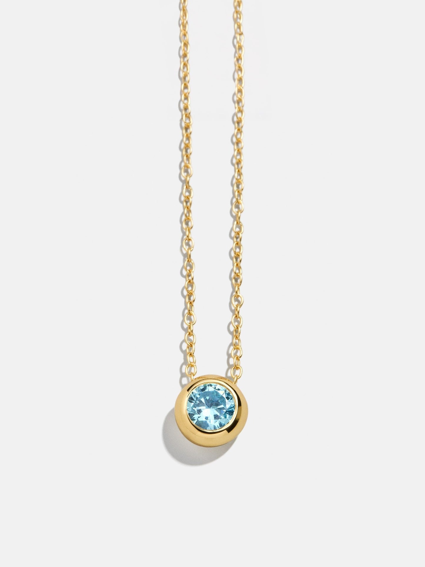 14K Gold Birthstone Pendant Necklace - Aquamarine