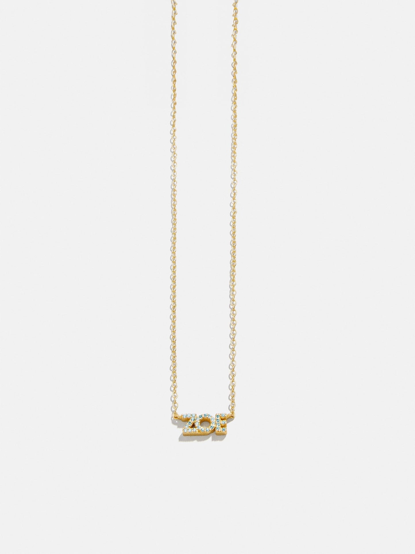 14K Gold Birthstone Custom Nameplate Necklace - Aquamarine