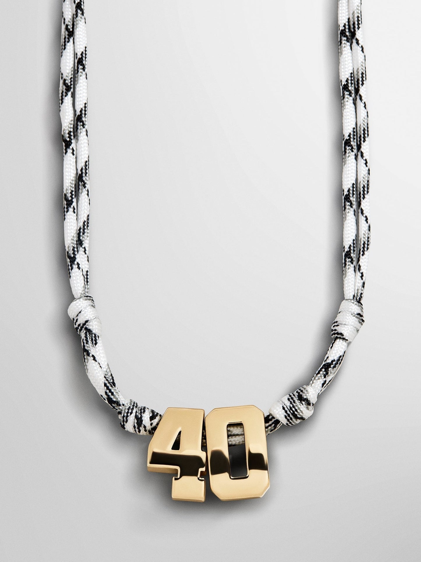 Knotty Varsity Custom Necklace - White/Onyx Double Digit