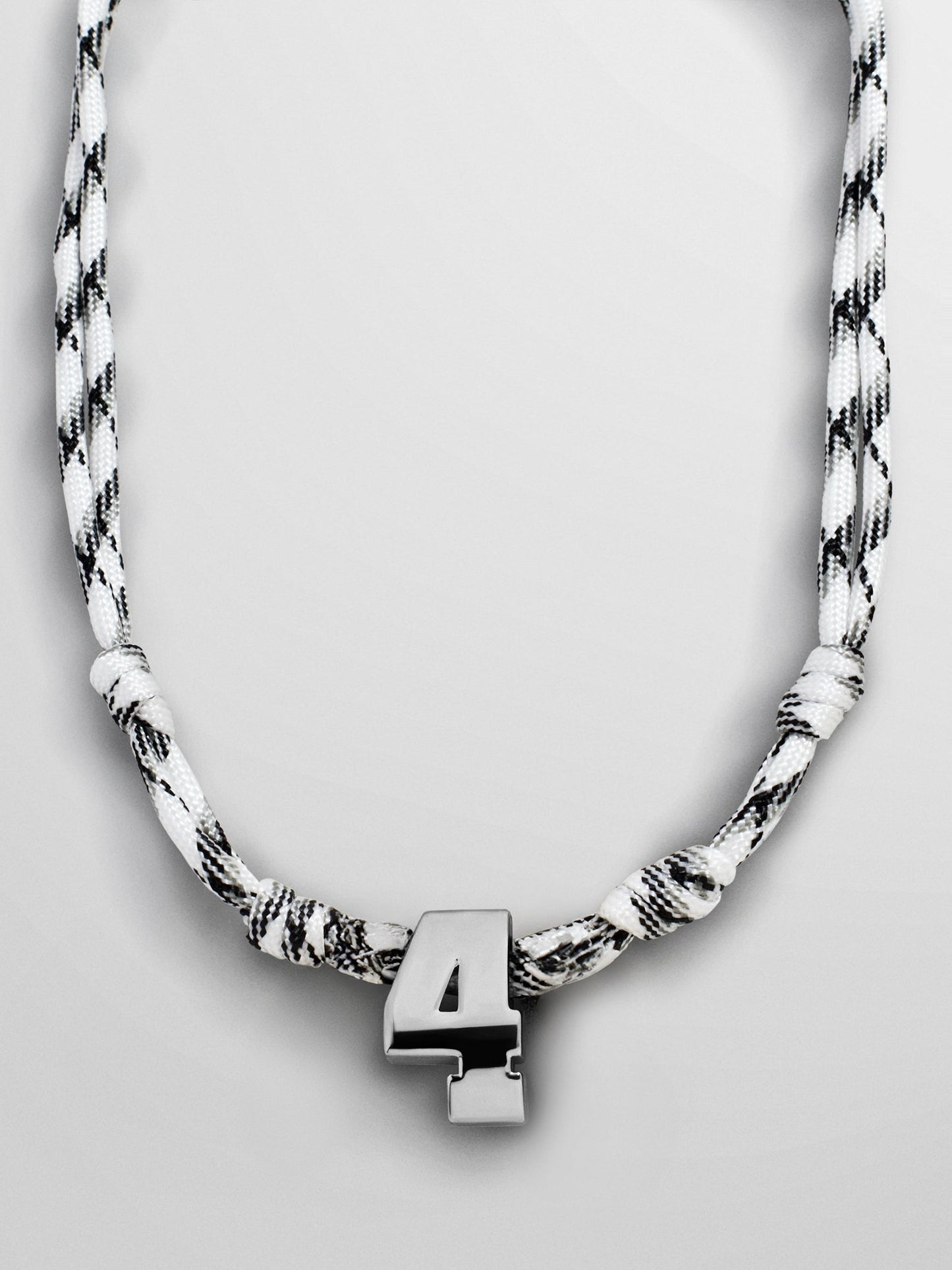 Knotty Varsity Custom Necklace - White/Onyx Single Digit