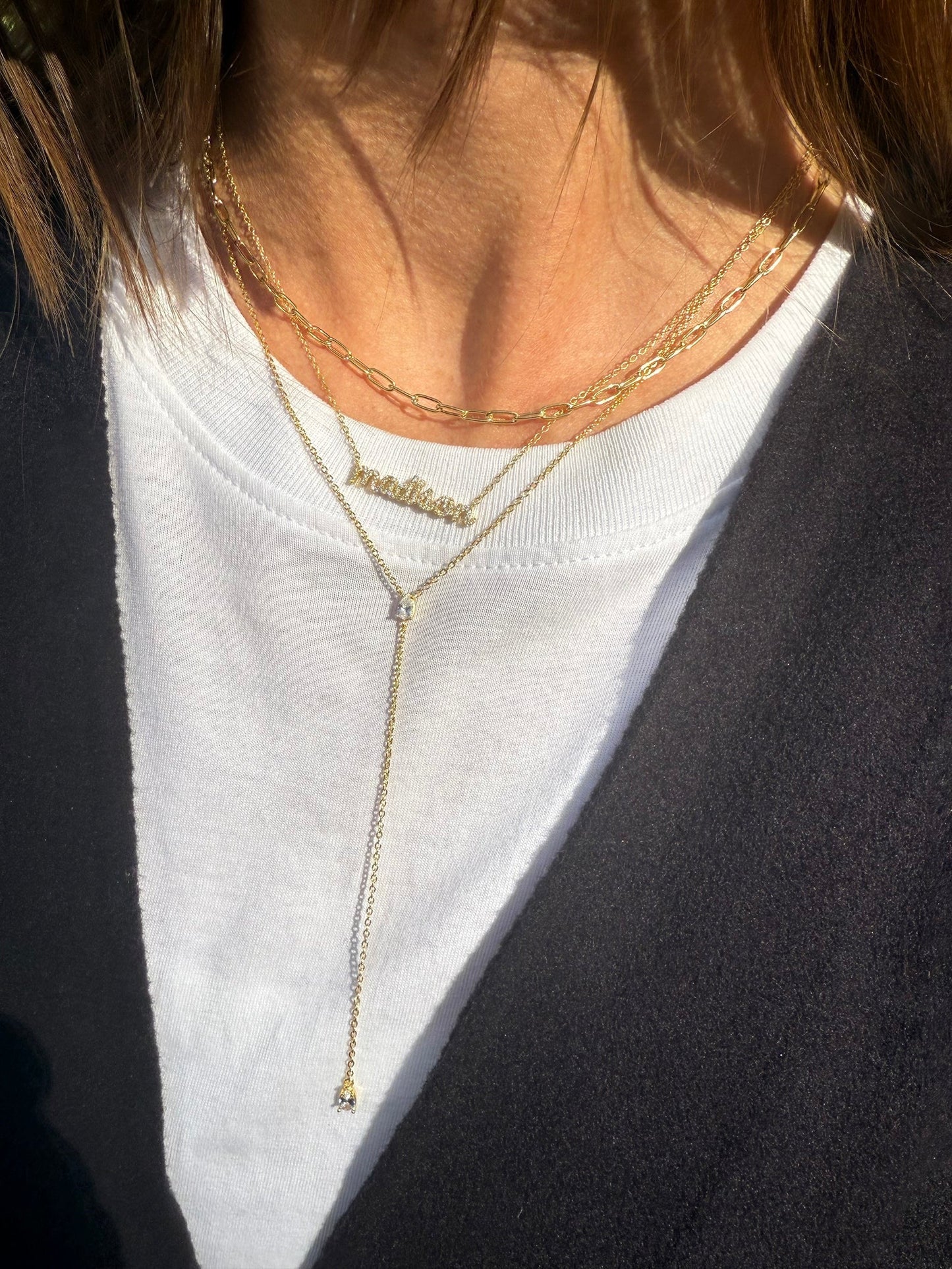 14K Gold Custom Nameplate Necklace - Mini Script