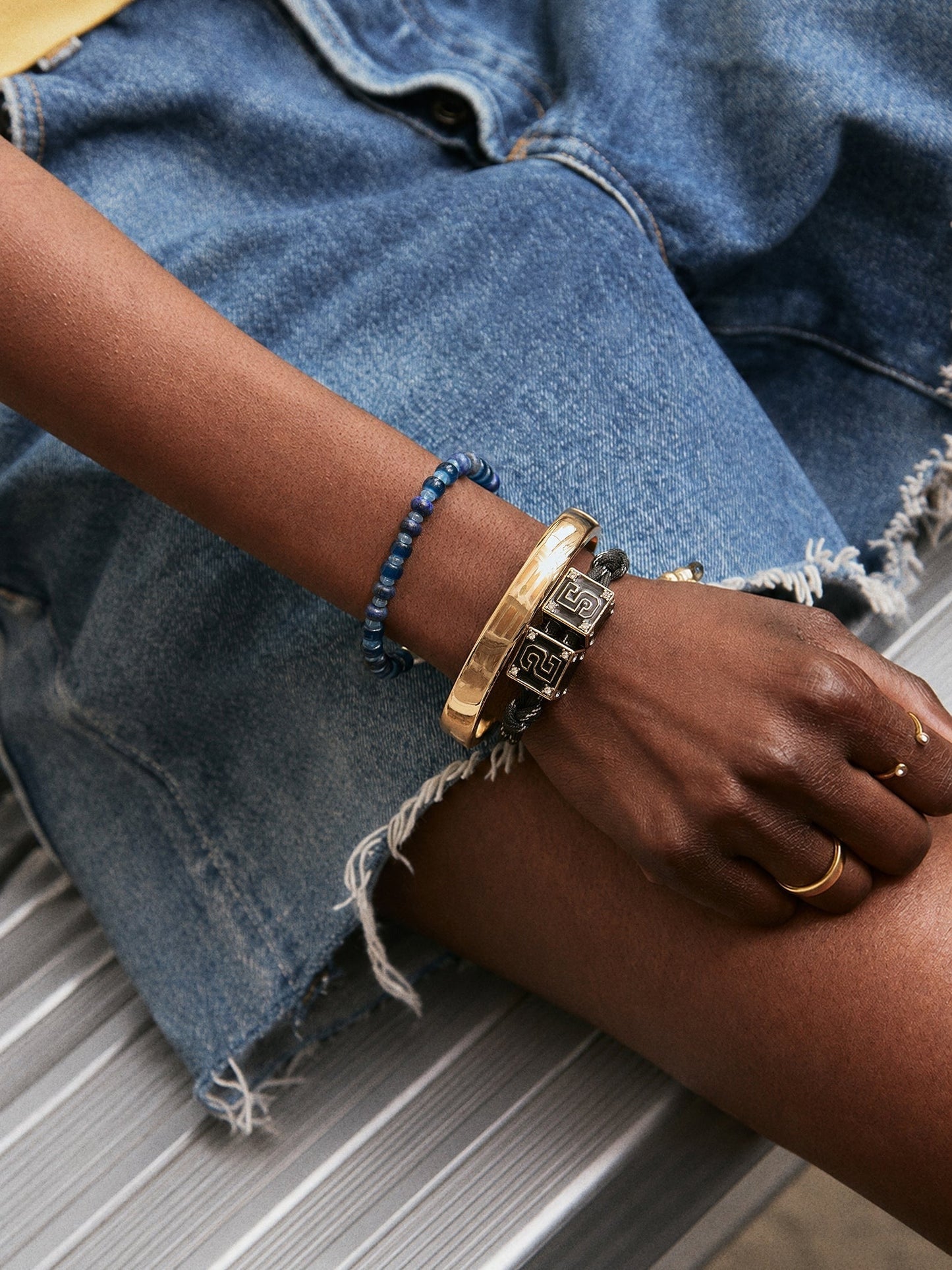 Block Party Varsity Number Custom Bracelet - Onyx Double Digit