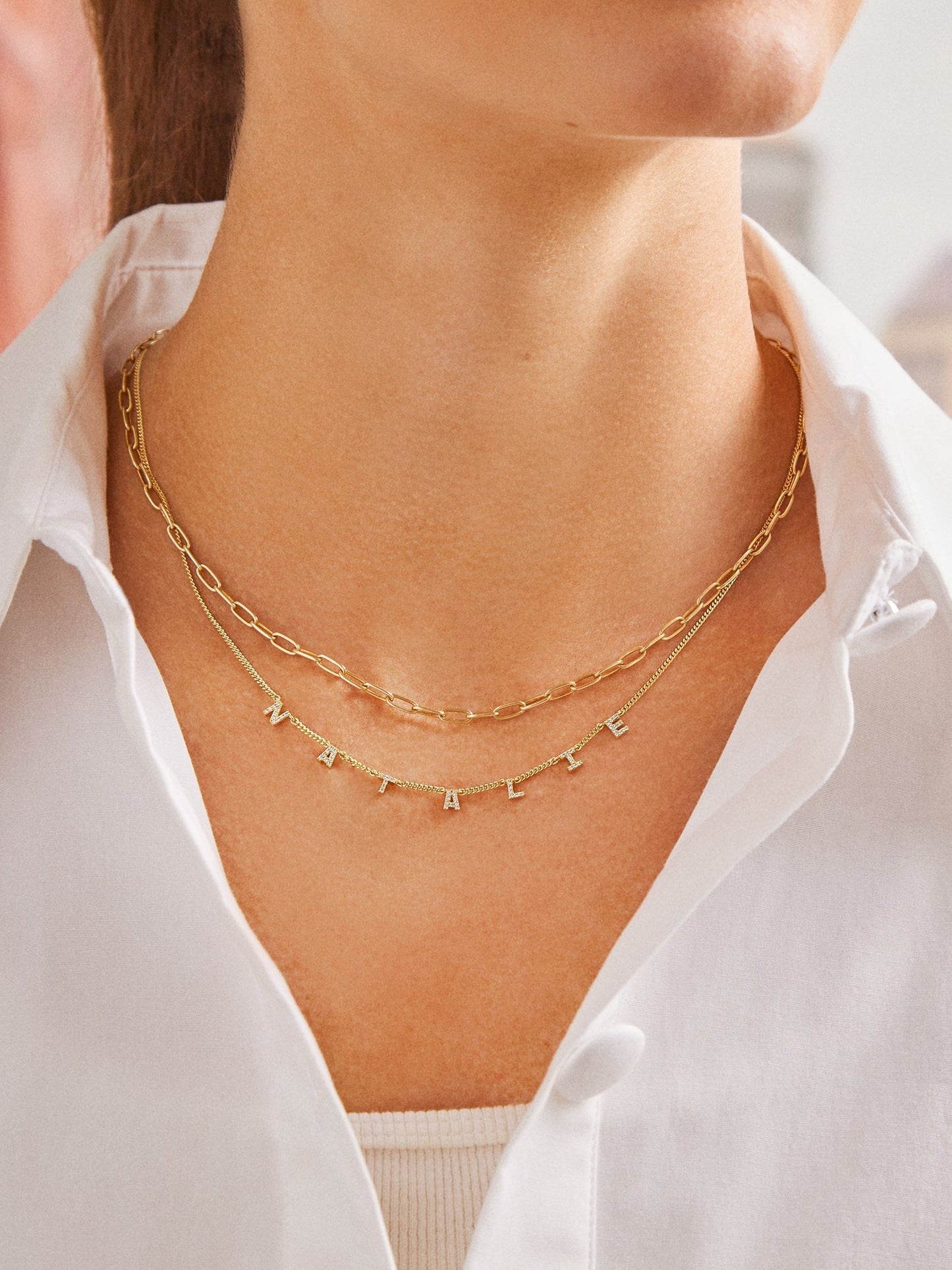Mini Sterling Silver Spaced Letter Custom Name Necklace - Sterling Silver