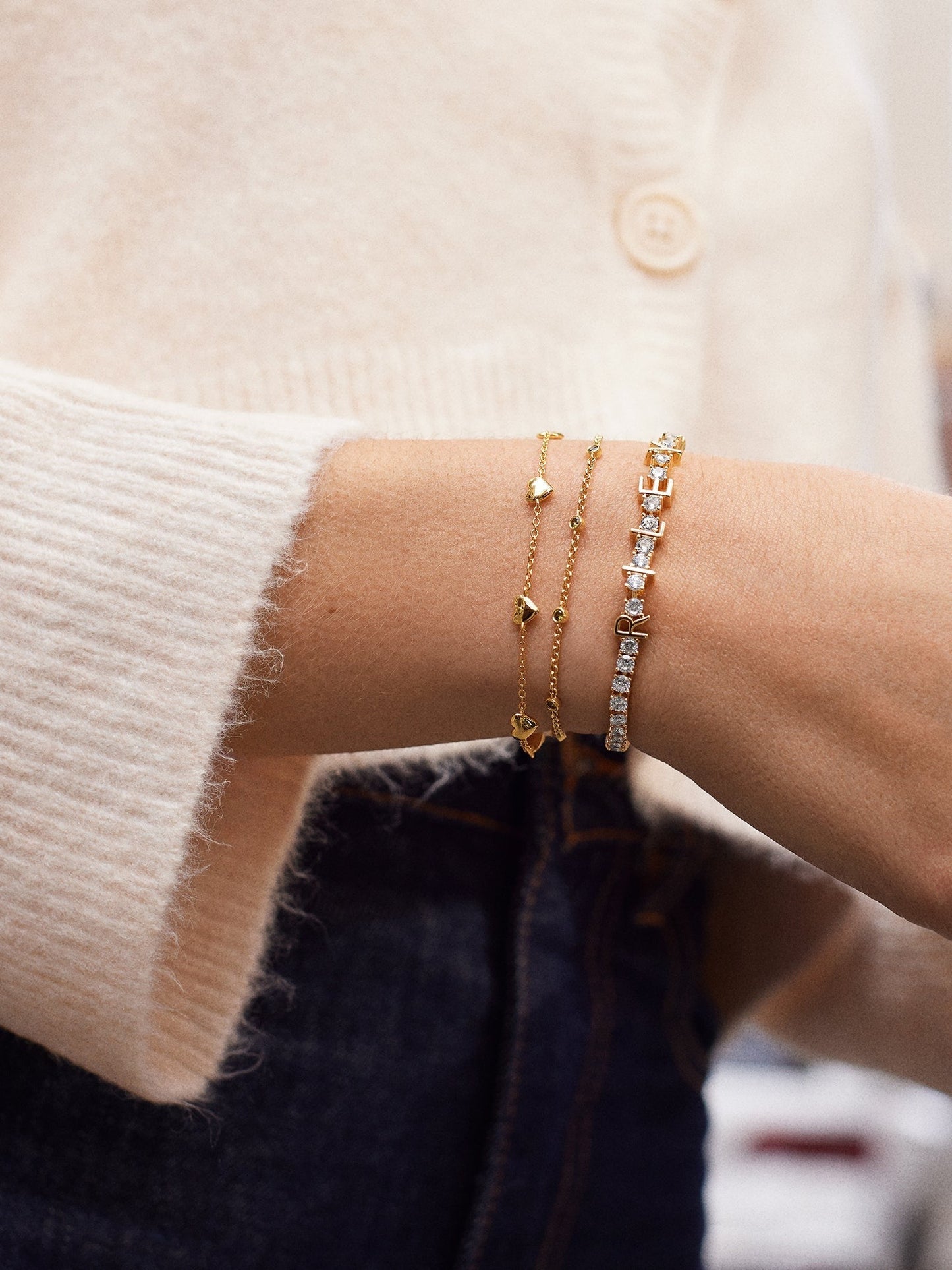 Yasmine 18K Gold Birthstone Bracelet - Peridot