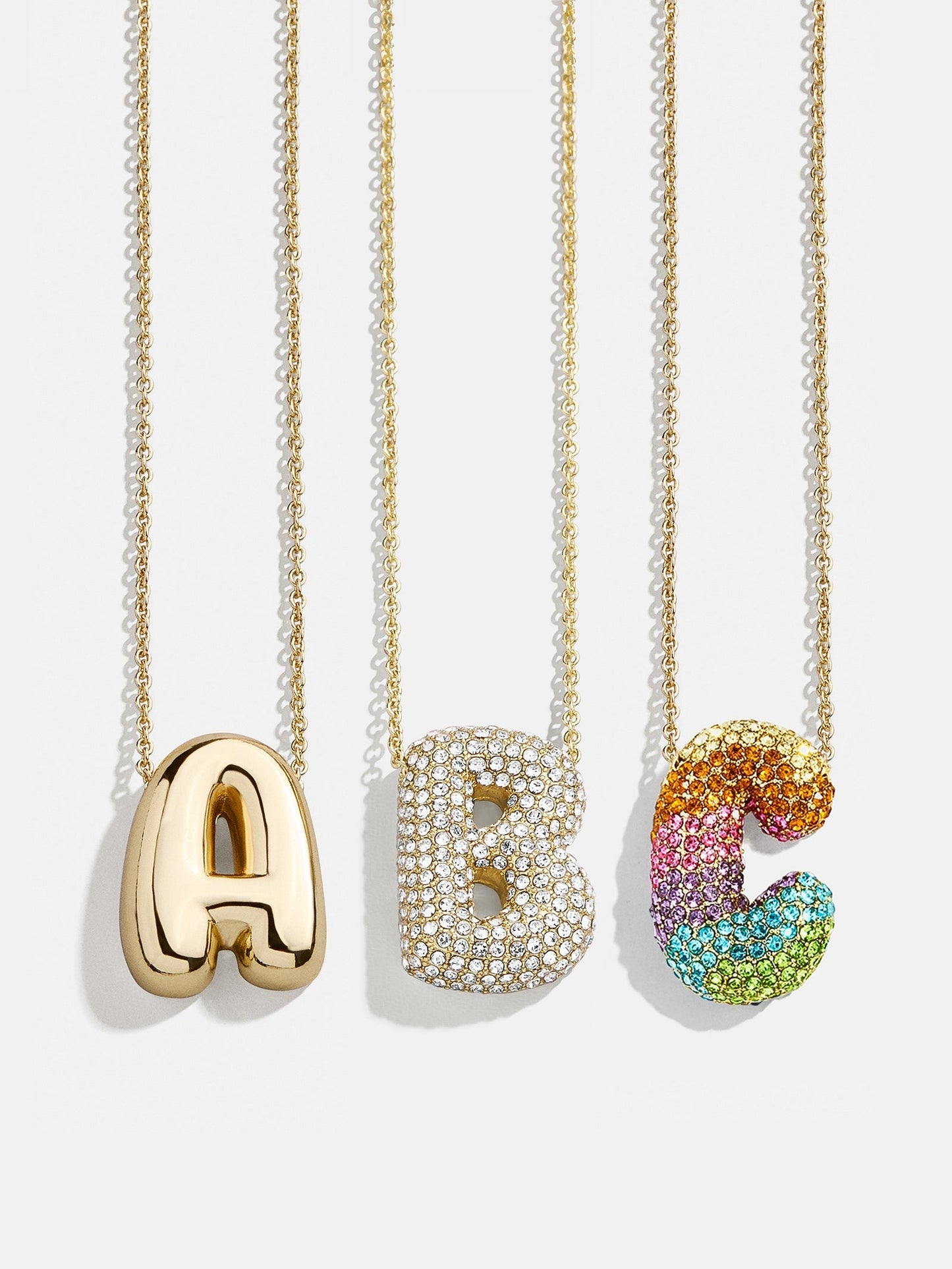 Kids’ Bubble Initial Necklace - Gold/Pavé