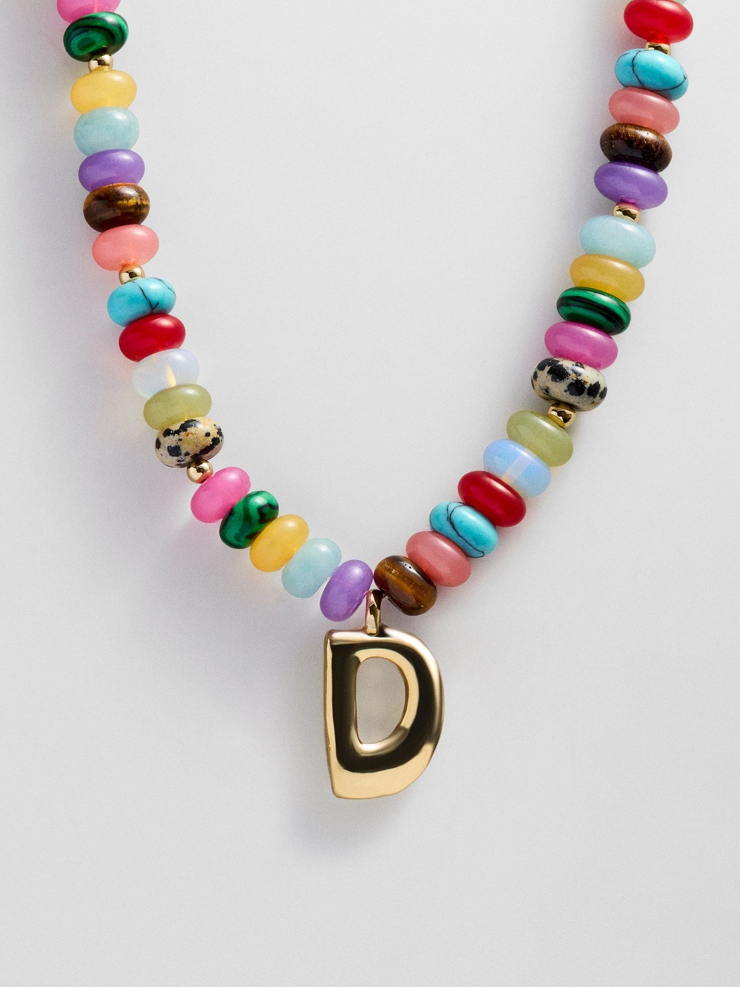 Semi-Precious Bubble Initial Necklace - Multi