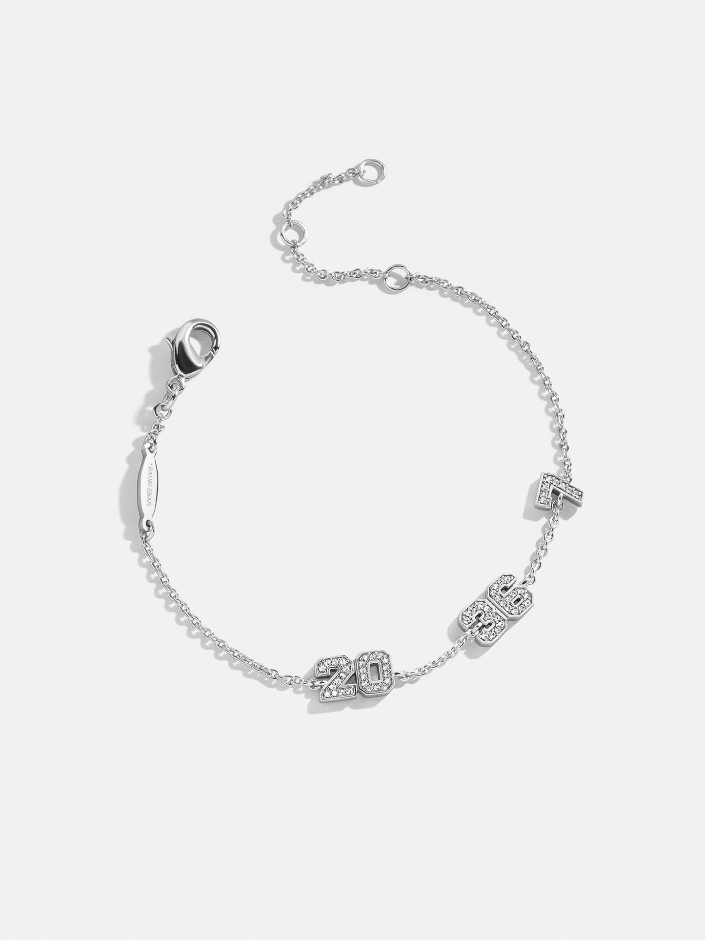 Varsity Number Custom Bracelet - Three Silver Stations