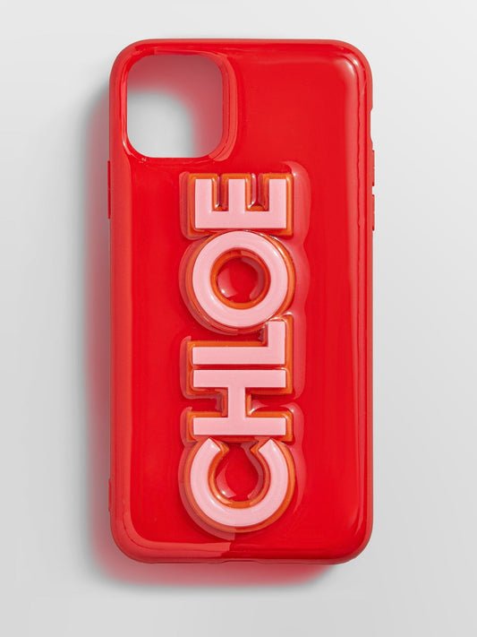 Block Font Custom iPhone Case - Bright Red/Pink