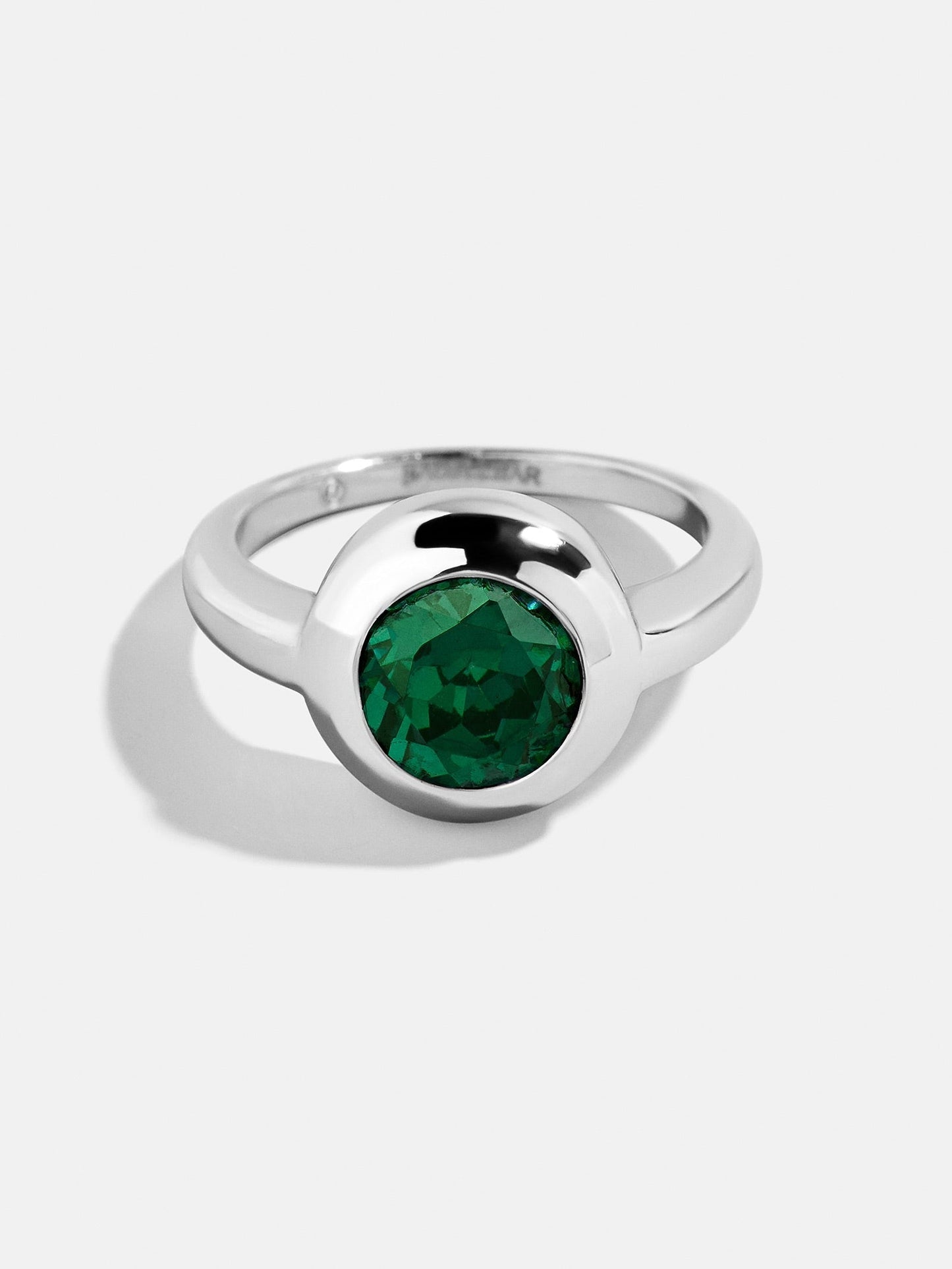 Silver Cubic Zirconia Custom Birthstone Ring - Emerald