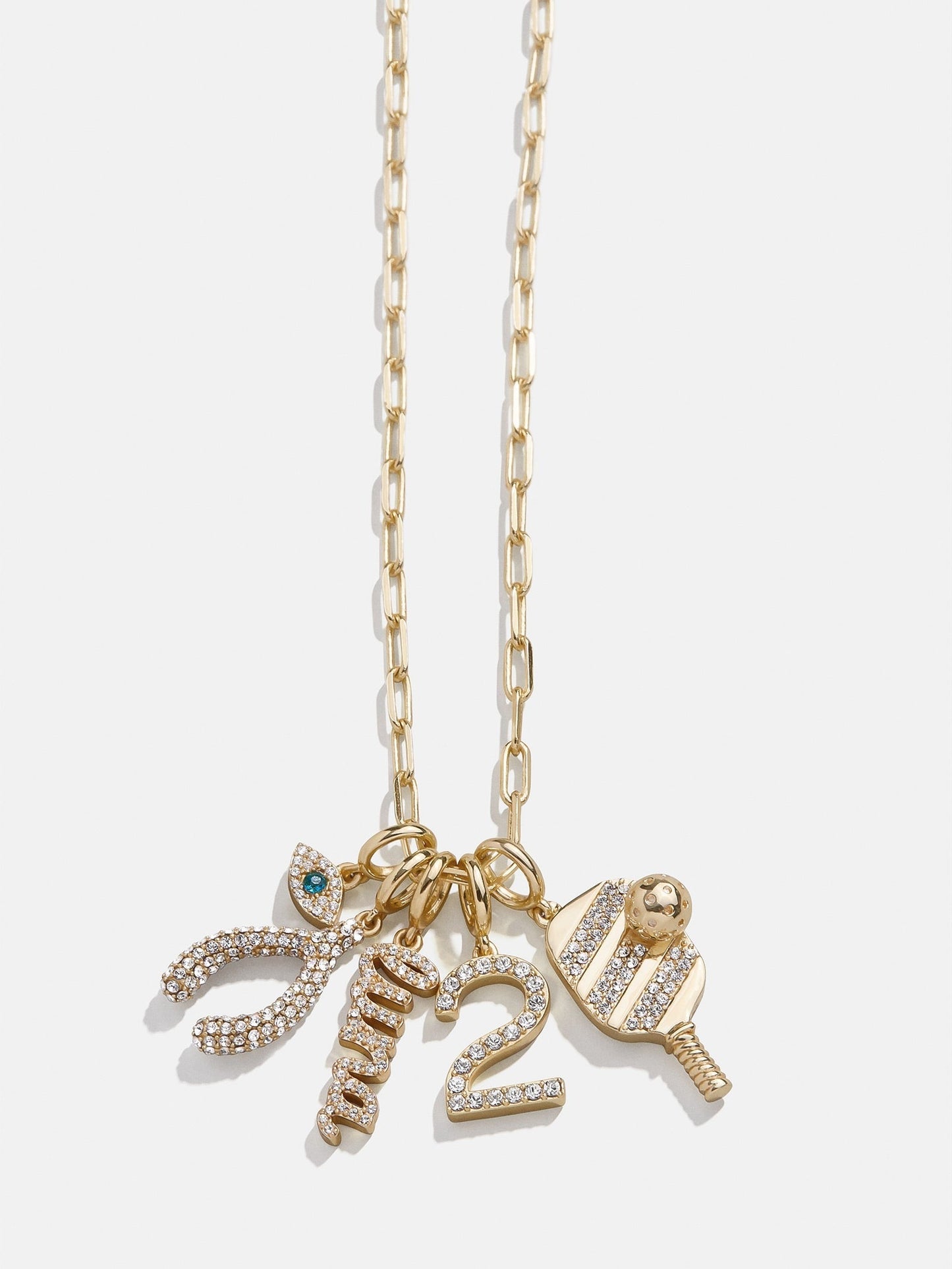 Script Custom Nameplate Charm - Gold/Pavé