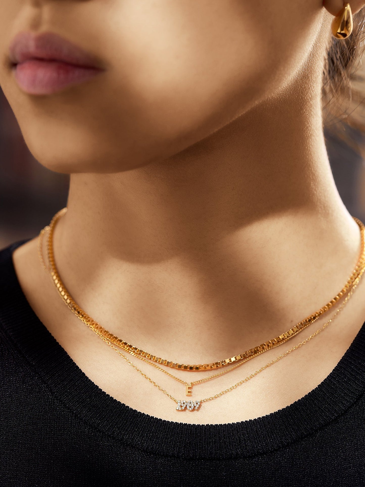 14K Gold Block Font Custom Number Necklace - Block Font Numbers