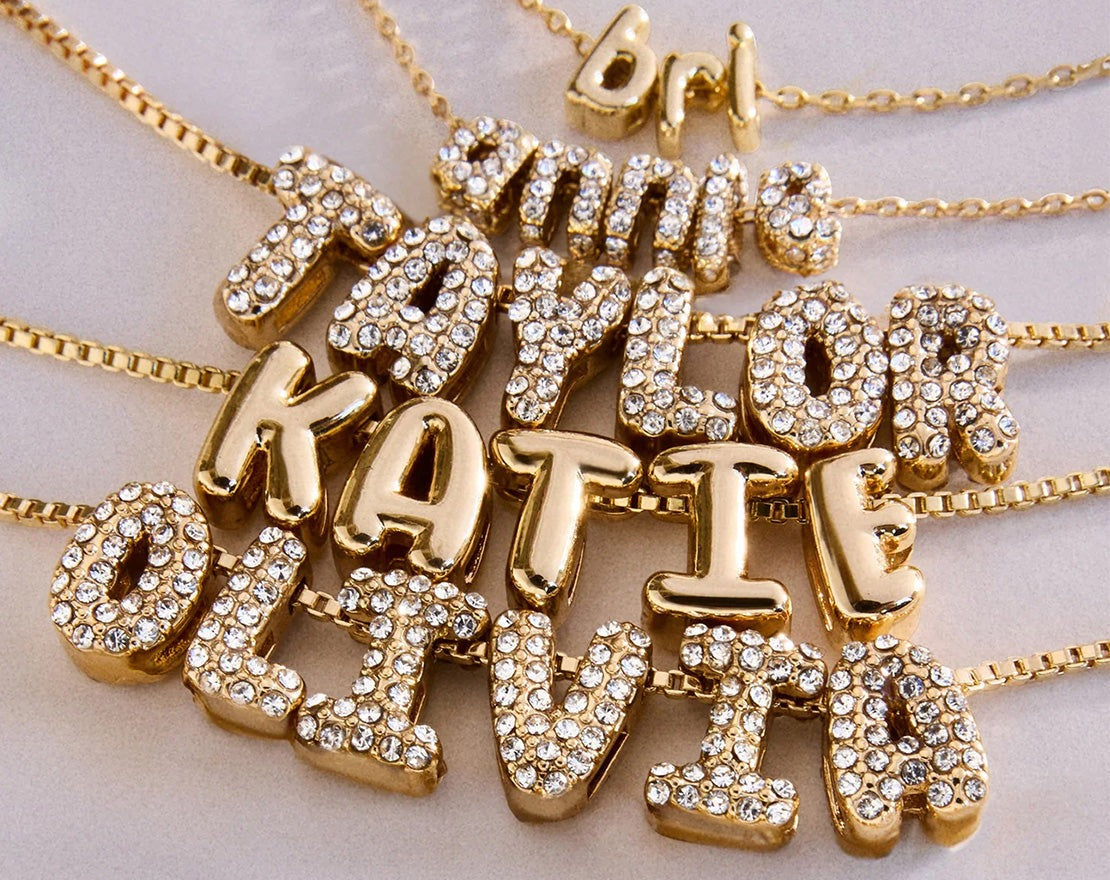 Bubble Letter Custom Necklace - Extra Small Bubble Letter