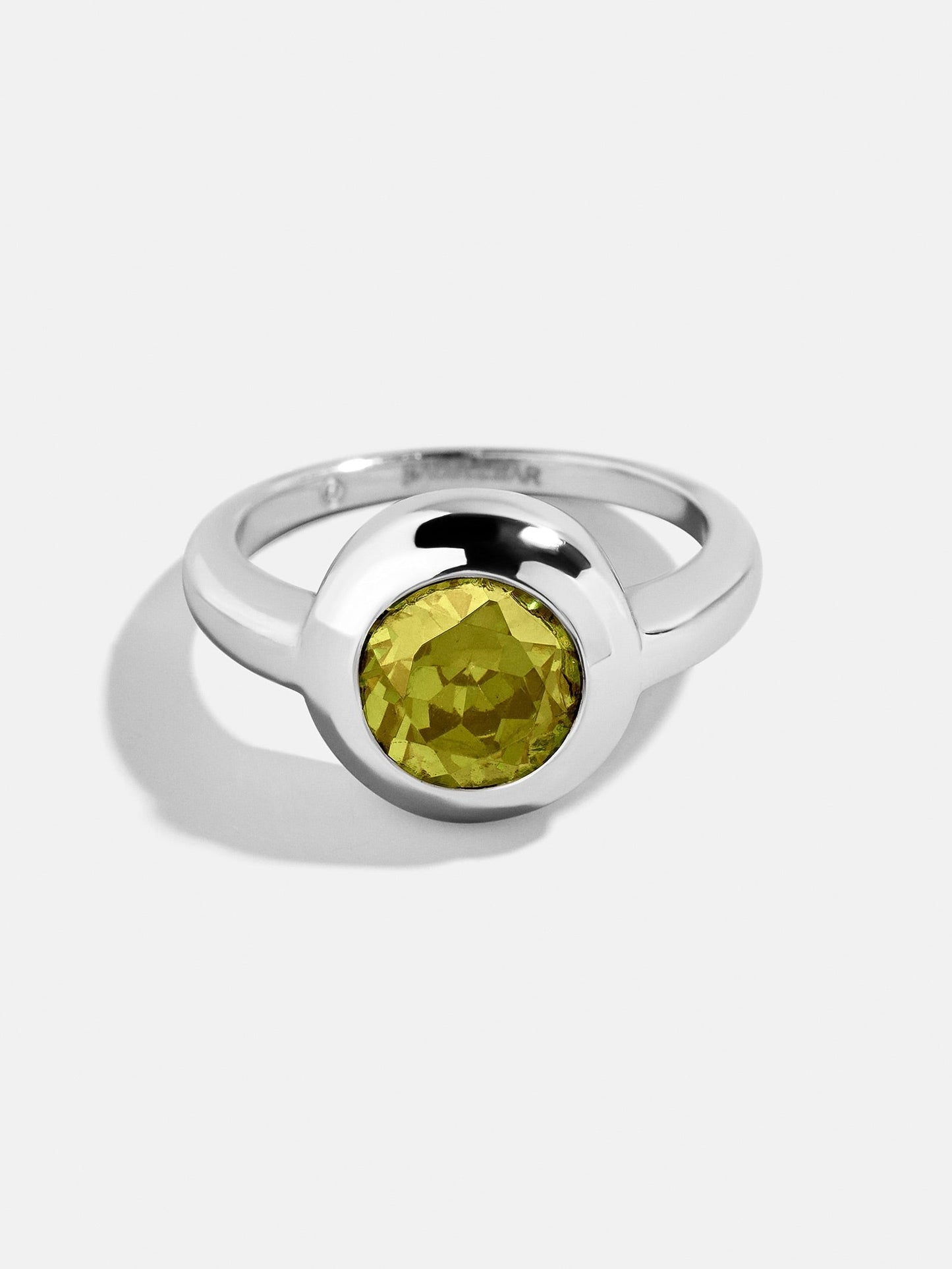 Silver Cubic Zirconia Custom Birthstone Ring - Peridot