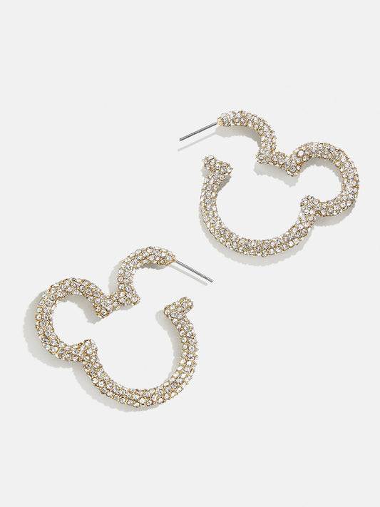 Mickey Mouse Disney Essential Hoop Earrings - Gold/Pavé