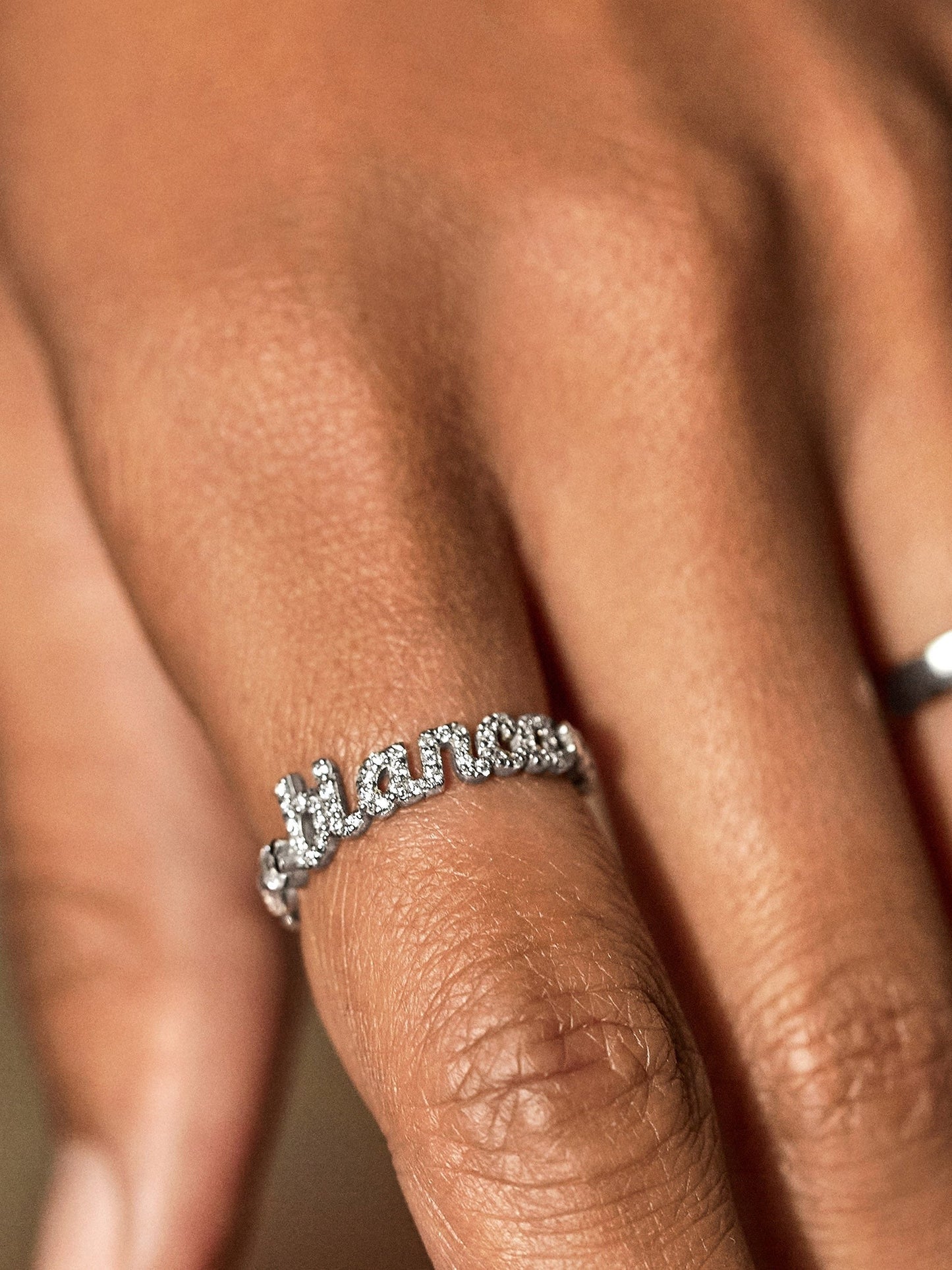 Pavé Script Custom Ring - Silver