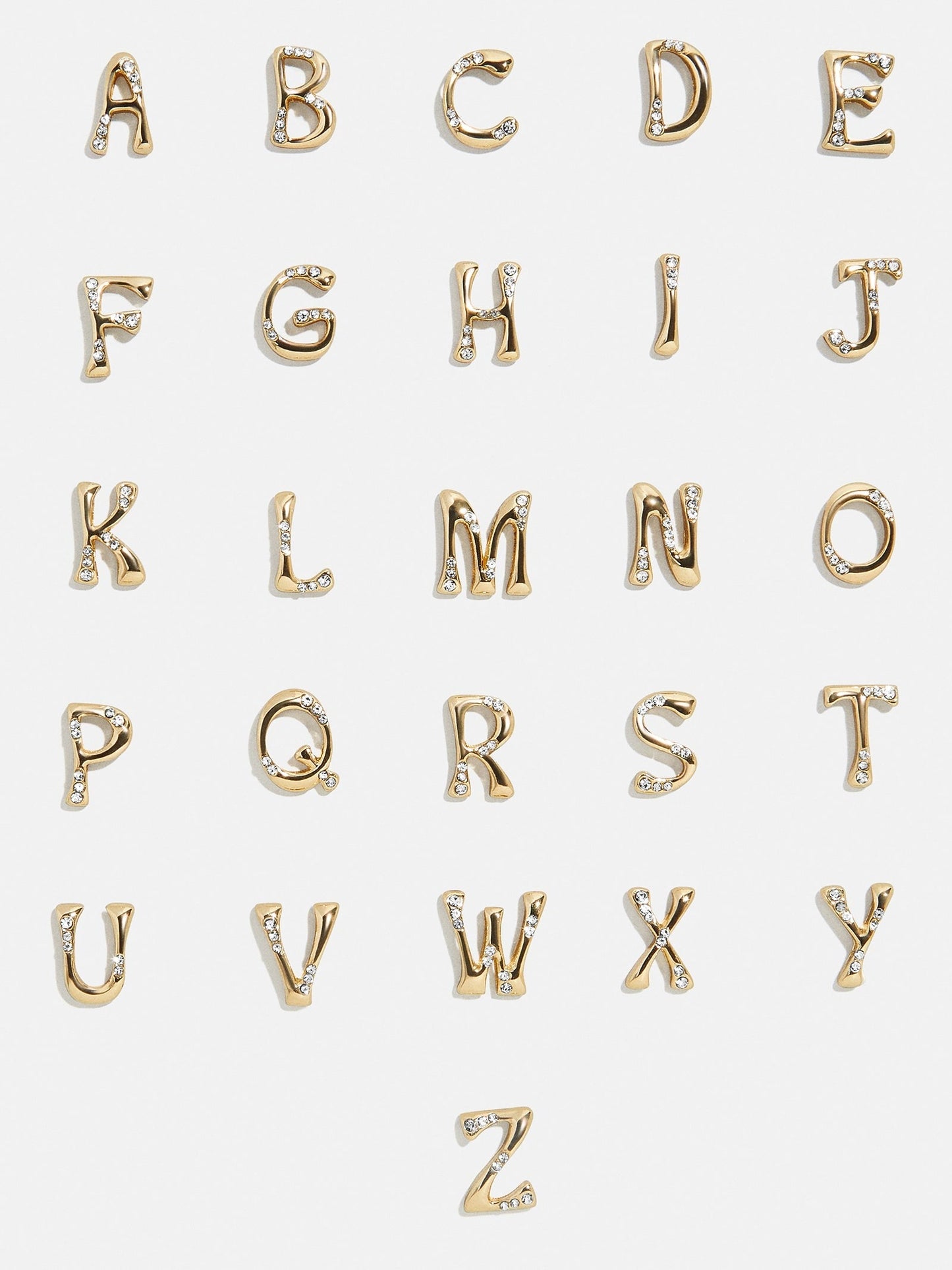 Organic Letter Custom Necklace - Gold/Pavé