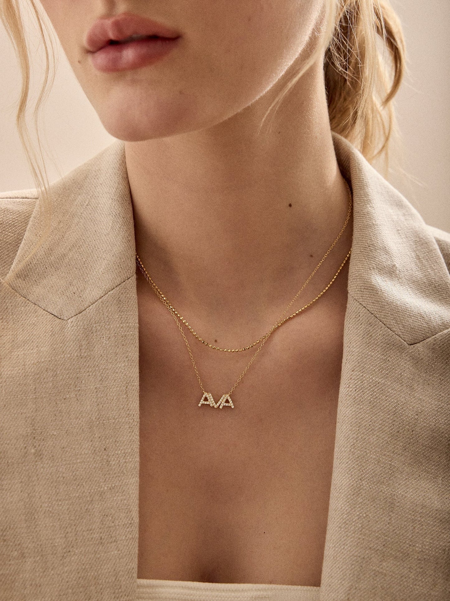 14K Gold Custom Nameplate Necklace - Organic