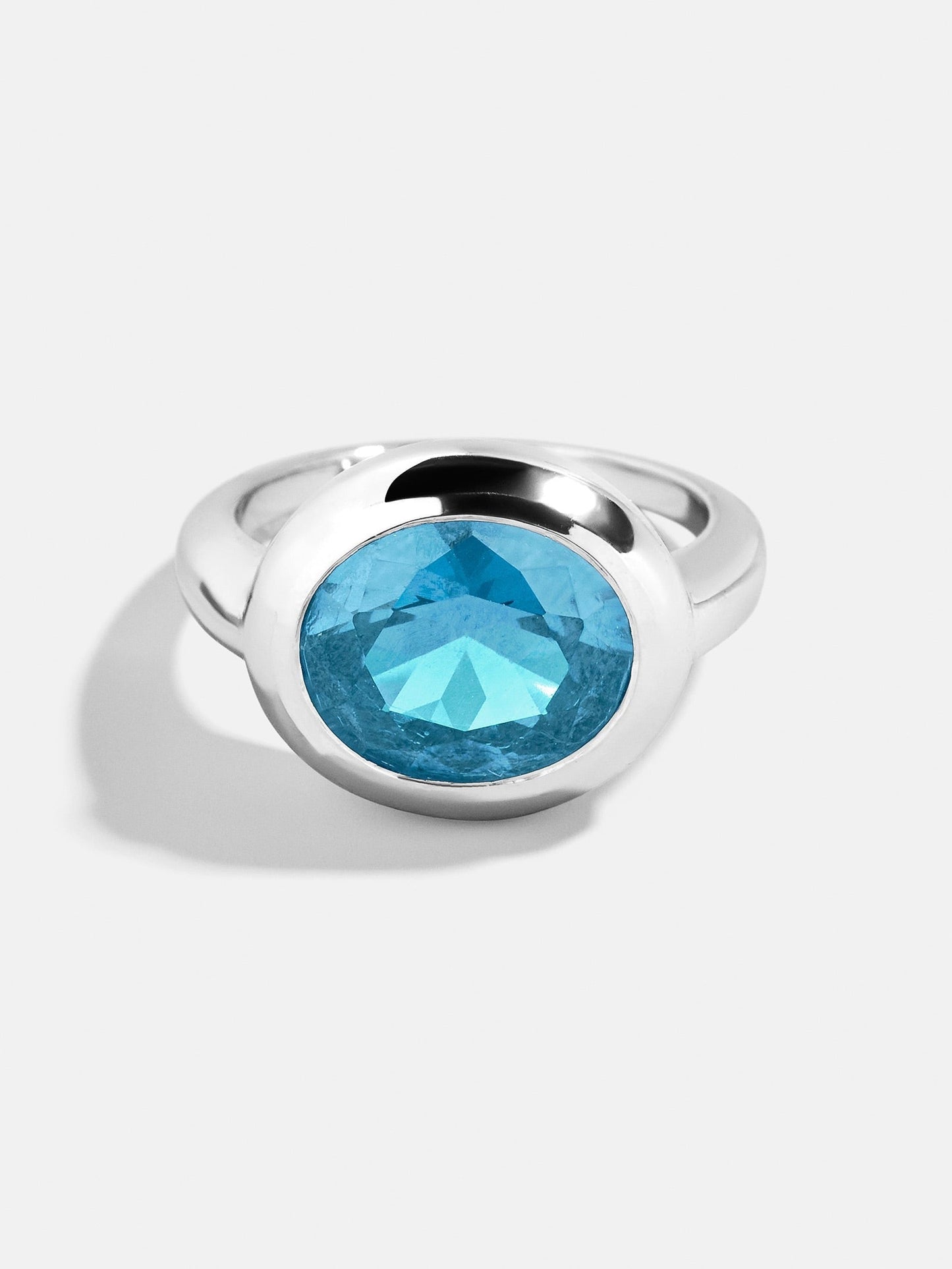 Silver Cubic Zirconia Custom Birthstone Ring - Aquamarine