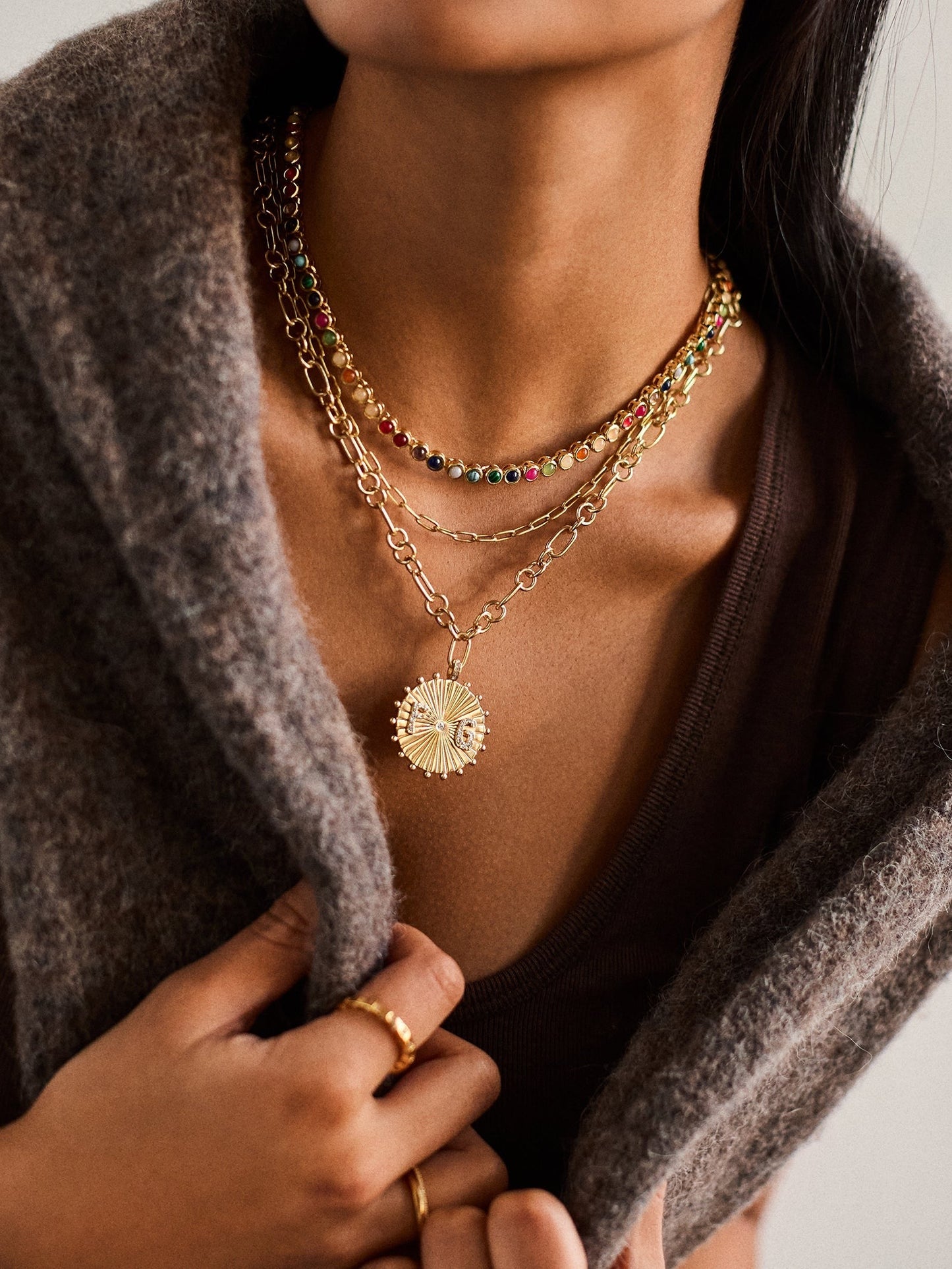 Nina Semi-Precious Necklace - Gold/Multi