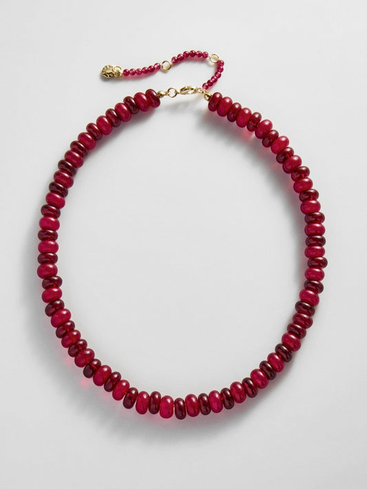 Joyce Semi-Precious Beaded Necklace - Red Jasper