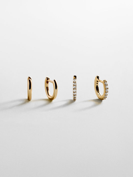 Nicole 18K Gold Earring Set - Gold/Pavé