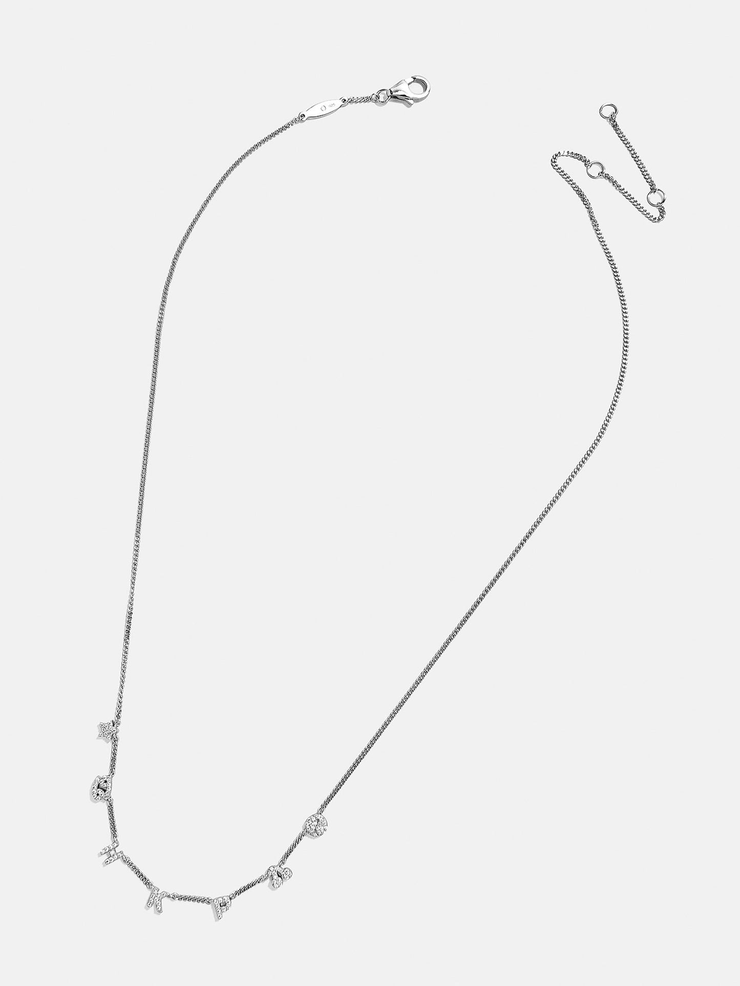 Mini Sterling Silver Custom Icon Necklace - Sterling Silver. Pavé Cubic Zirconia Stones