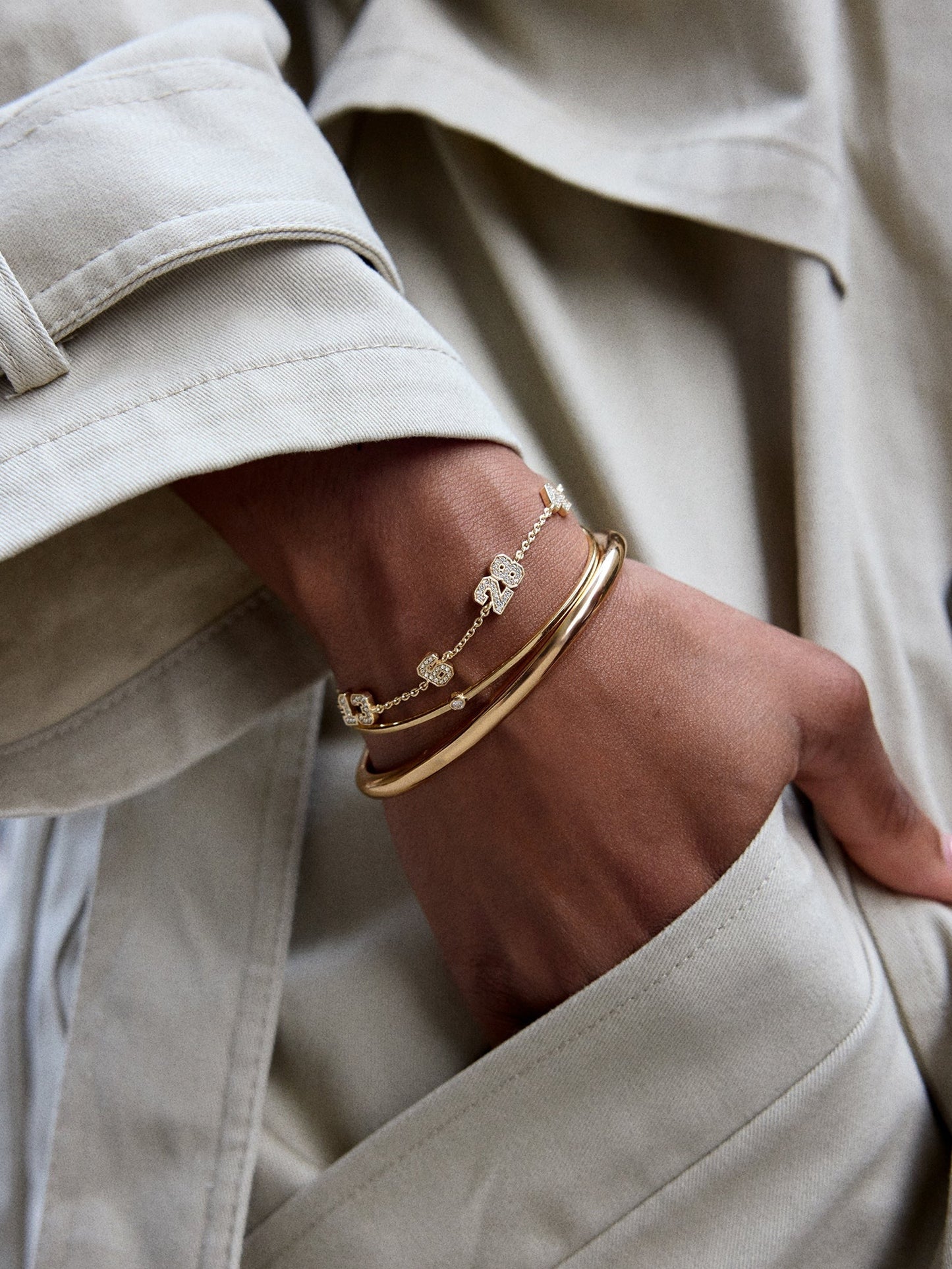 Varsity Number Custom Bracelet - Five Gold Stations