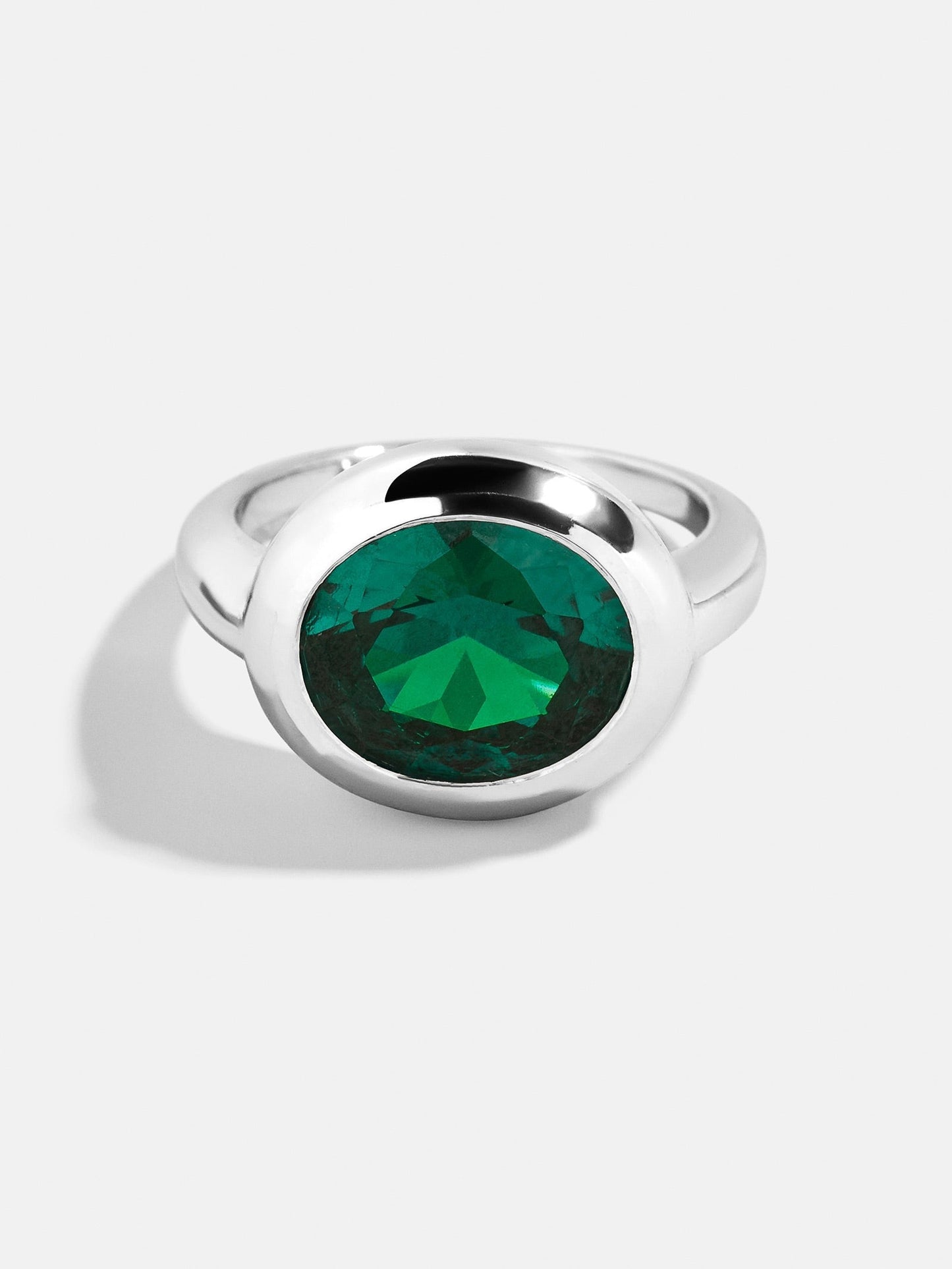 Silver Cubic Zirconia Custom Birthstone Ring - Emerald