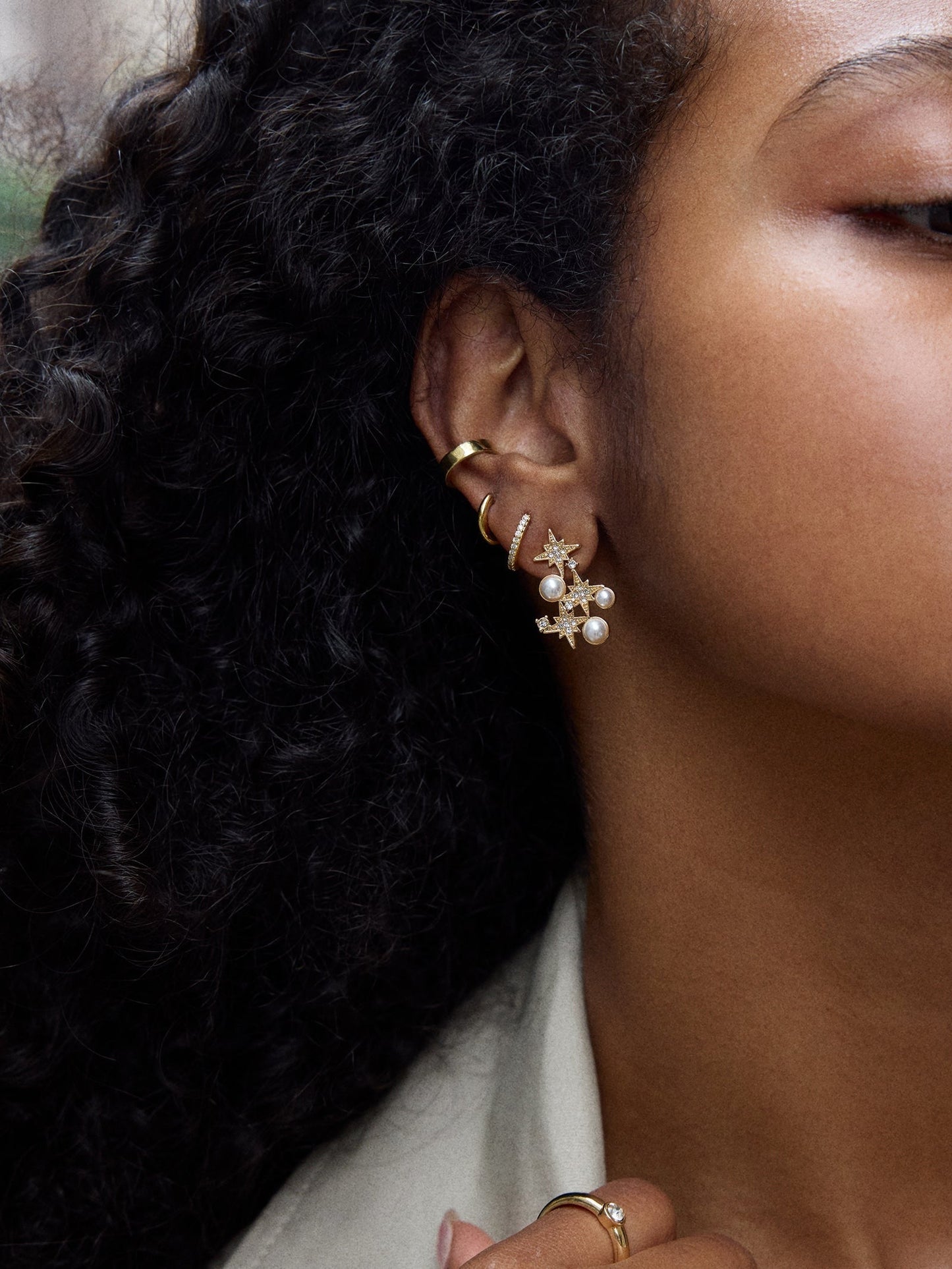 Nora Crystal Earrings - Gold/Pavé