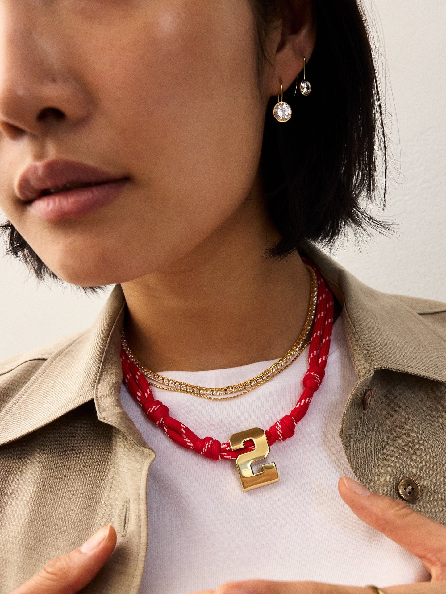 Knotty Varsity Custom Necklace - Cherry Red Double Digit