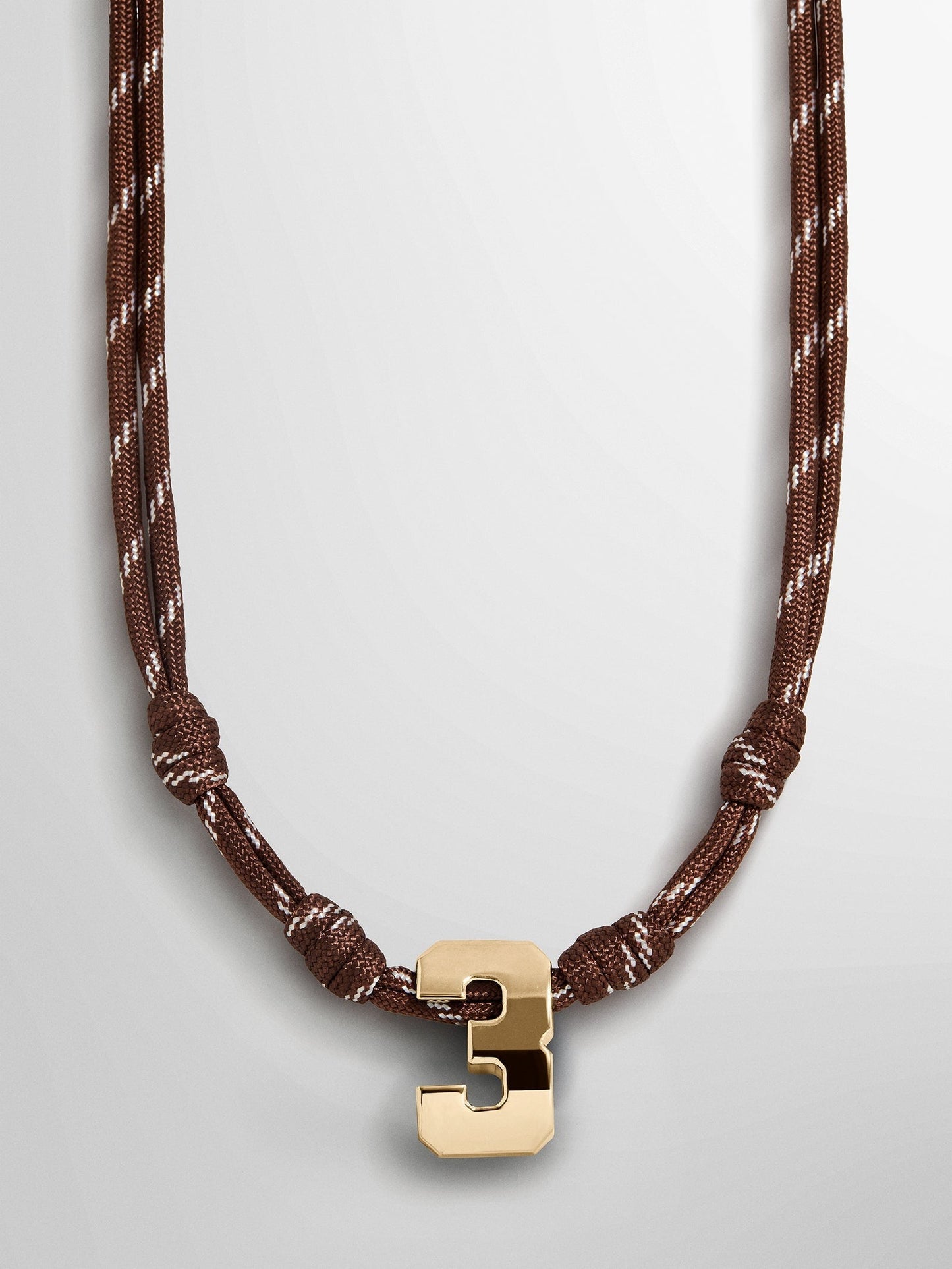 Knotty Varsity Custom Necklace - Mocha Brown Single Digit