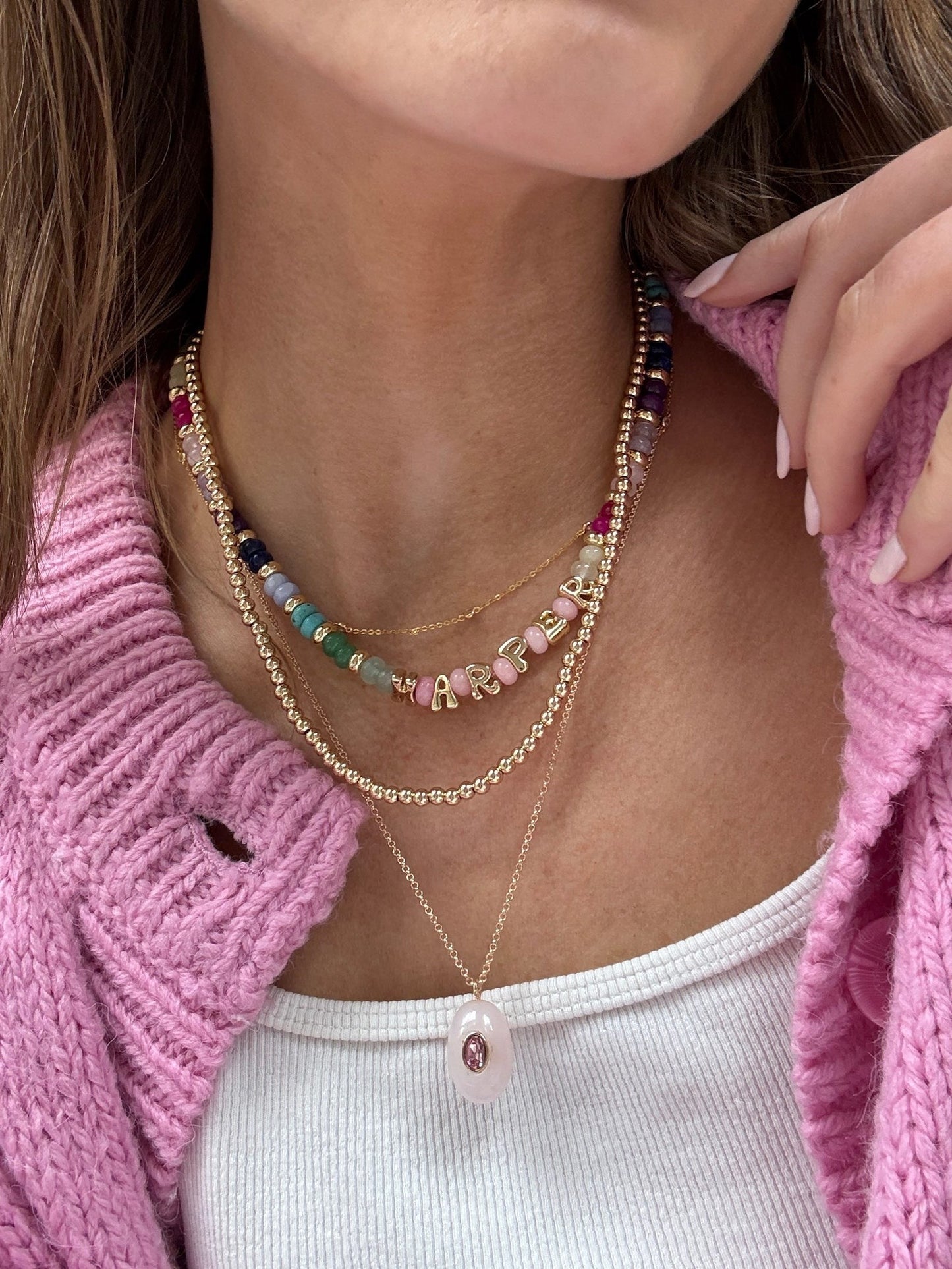 Semi-Precious Custom Bubble Necklace - Semi-Precious Bubble