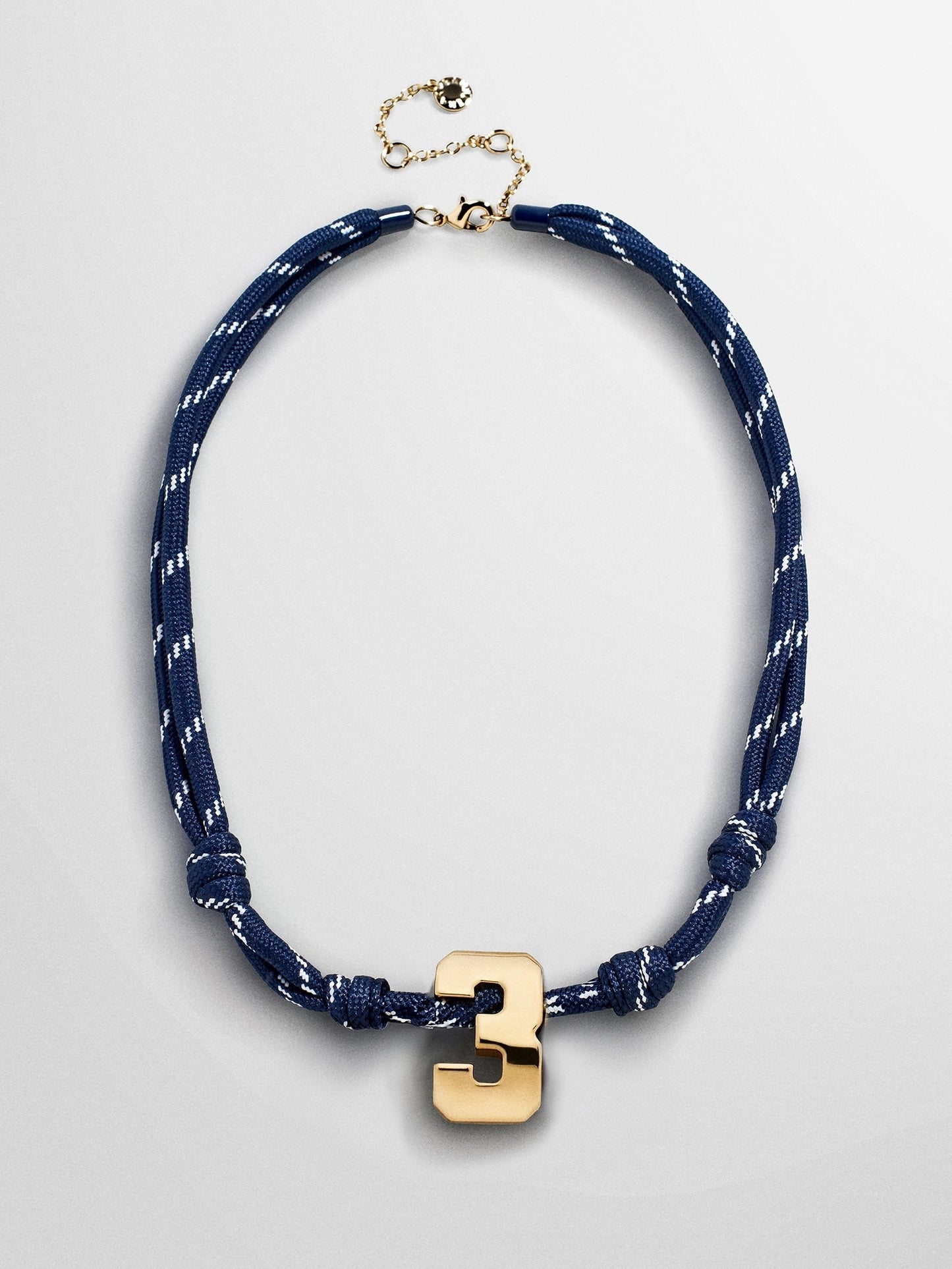 Knotty Varsity Custom Necklace - Navy Single Digit